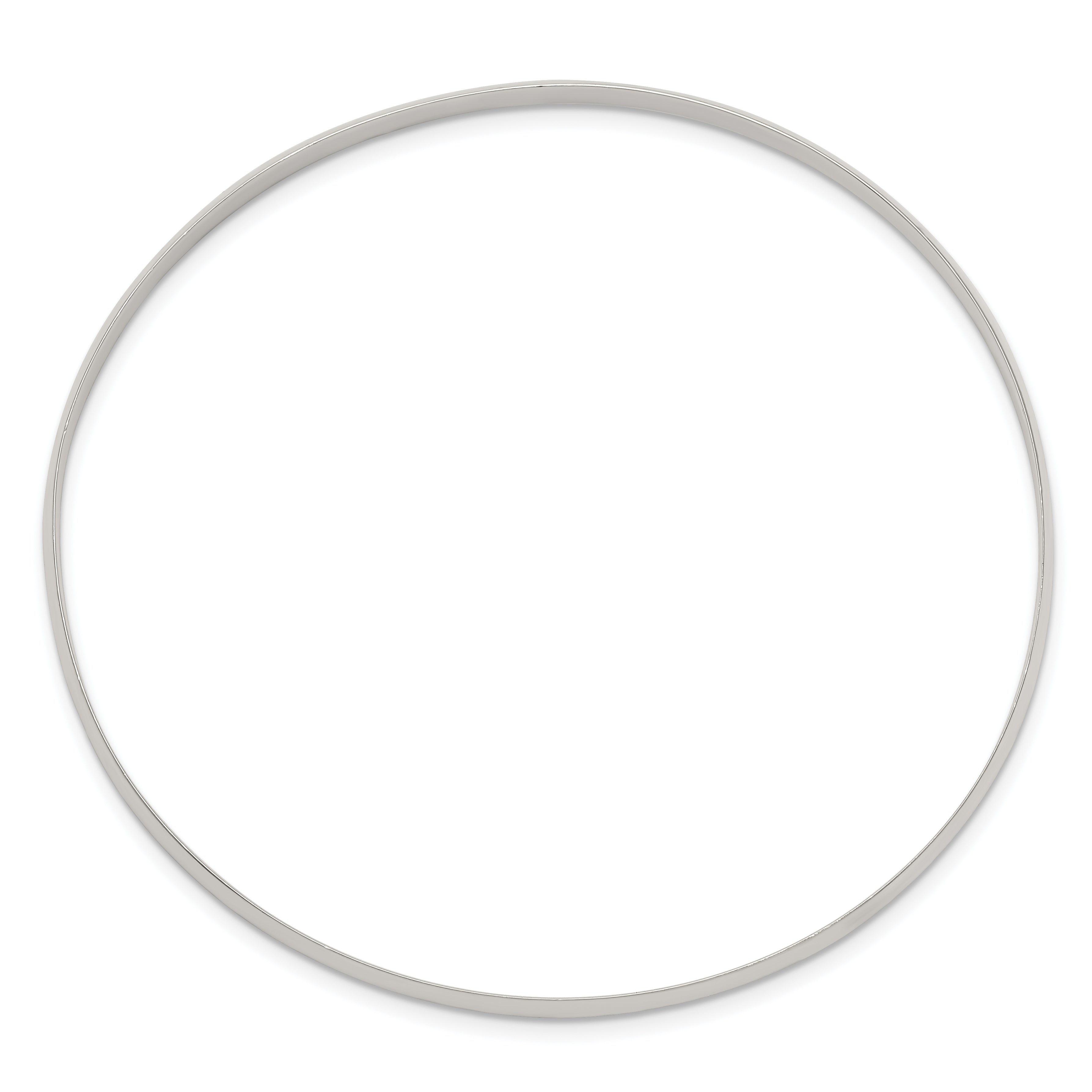 Sterling Silver 925 Polished Bangle Bracelet with Solid Slip-On Design