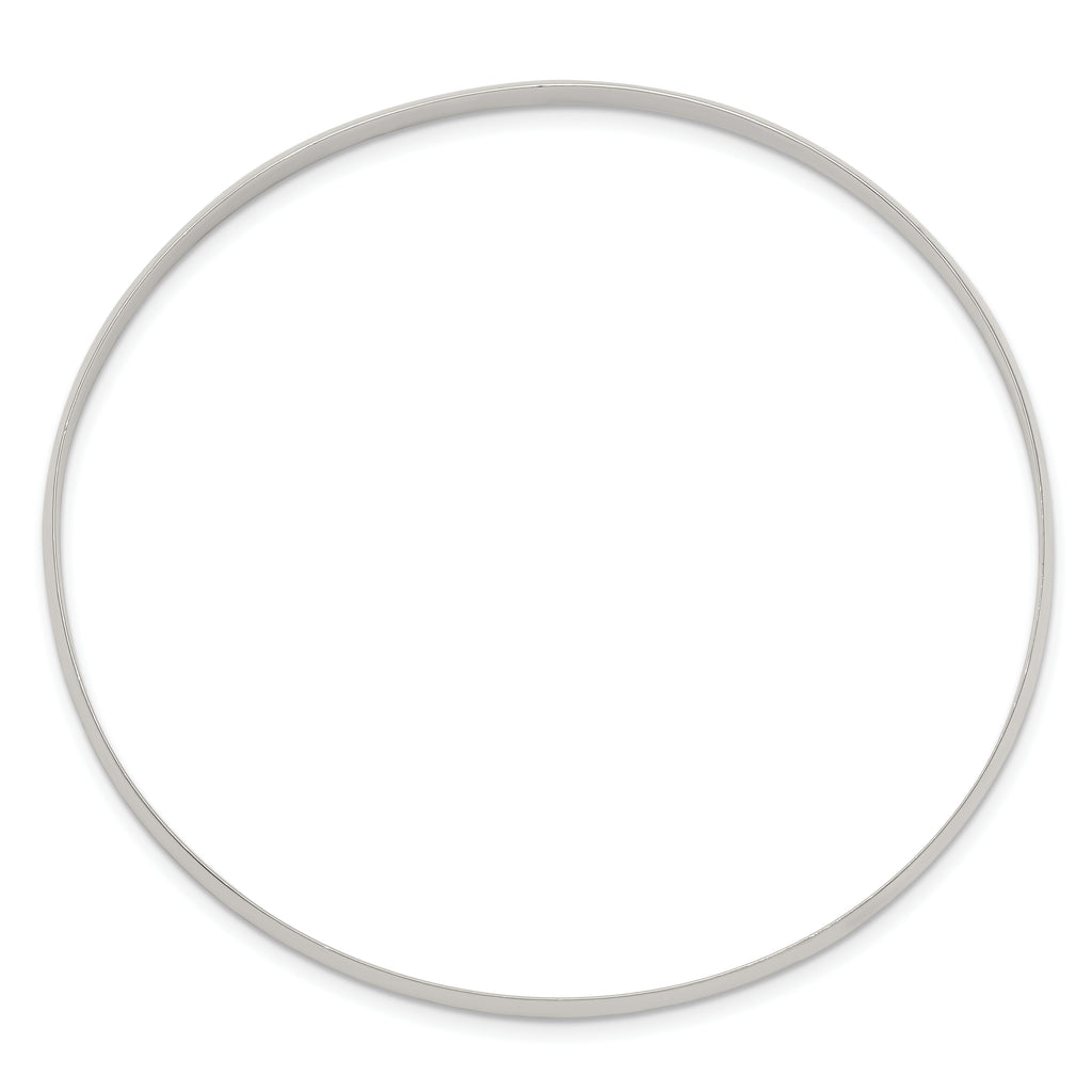 Sterling Silver 925 Polished Bangle Bracelet with Solid Slip-On Design