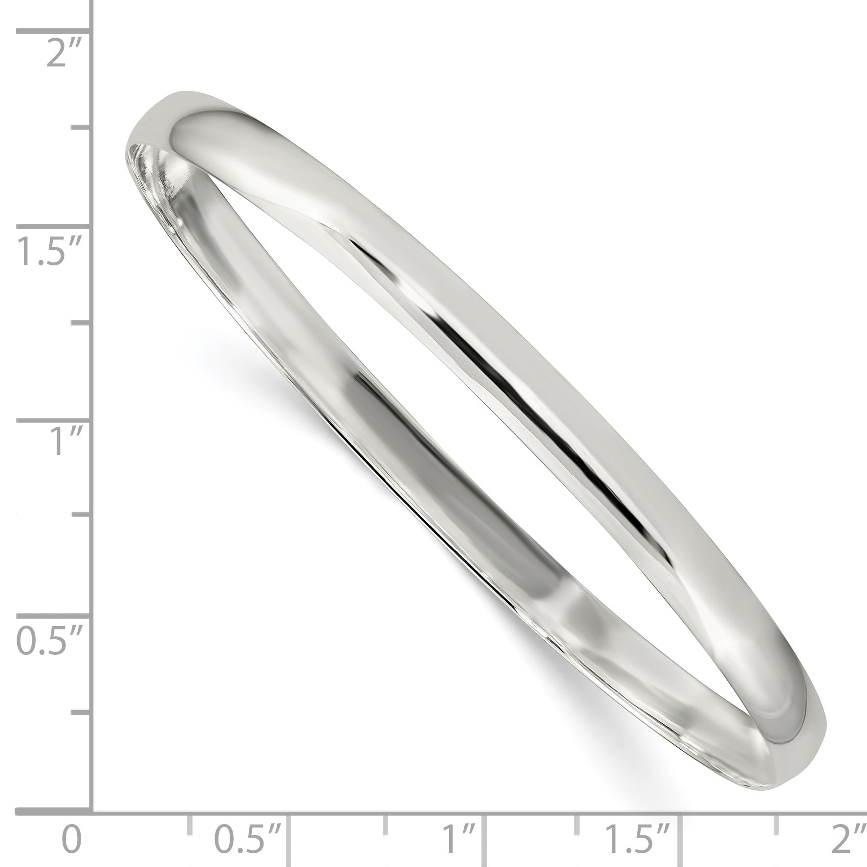 Sterling Silver 925 Polished Bangle Bracelet with Solid Slip-On Design