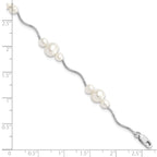 Sterling Silver Rhod-plated 3-6mm FWC Pearl Bracelet