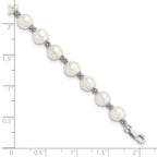 Sterling Silver Rhodium-plated White FW Cultured Pearl Bracelet