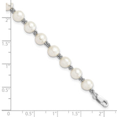 Sterling Silver Rhodium-plated White FW Cultured Pearl Bracelet