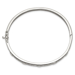 Sterling Silver CZ Bangle with Hinged Design and Safety Bar