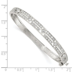 Sterling Silver CZ Bangle with Hinged Design and Safety Bar