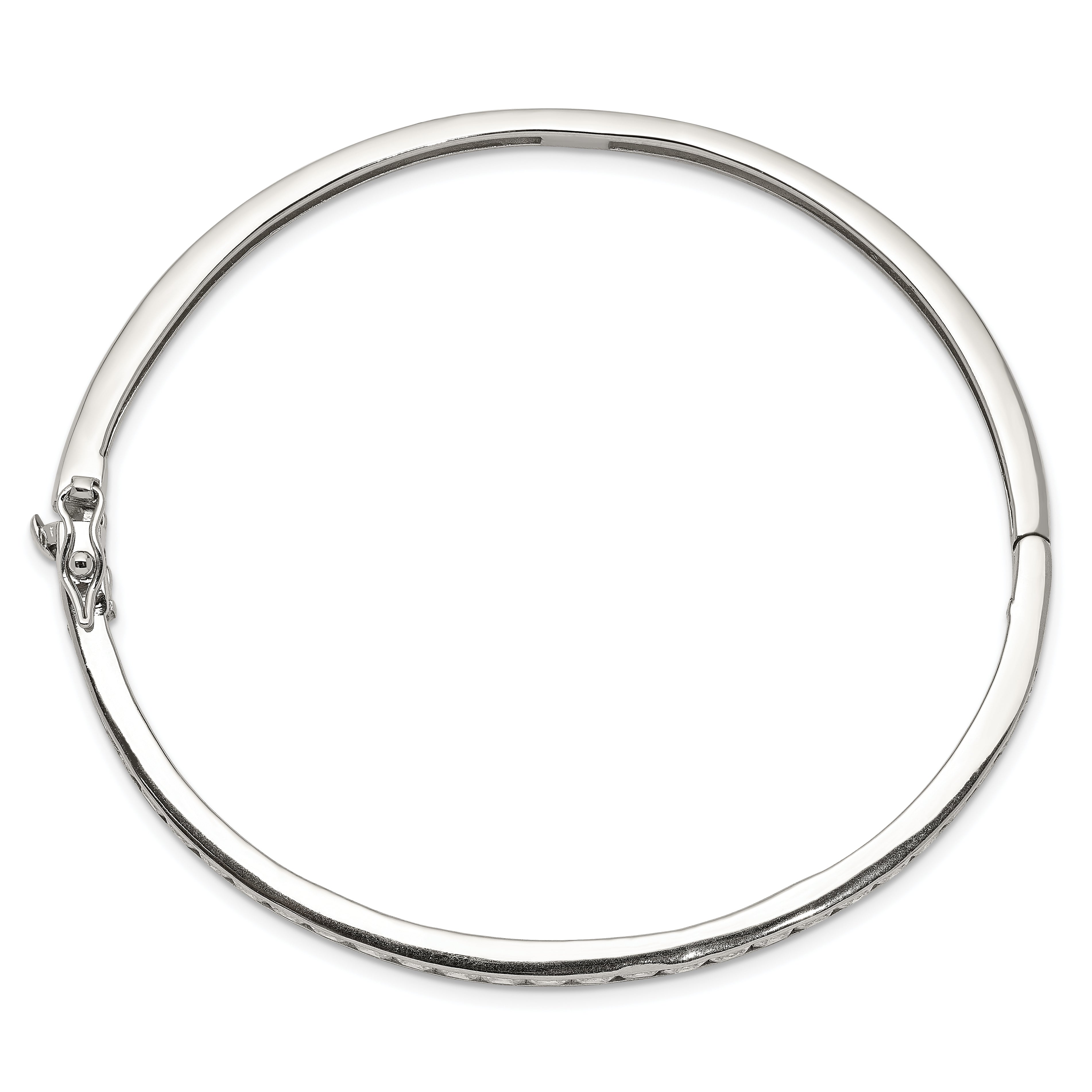 Sterling Silver Rhodium-plated CZ Hinged Bangle Bracelet Secondary image