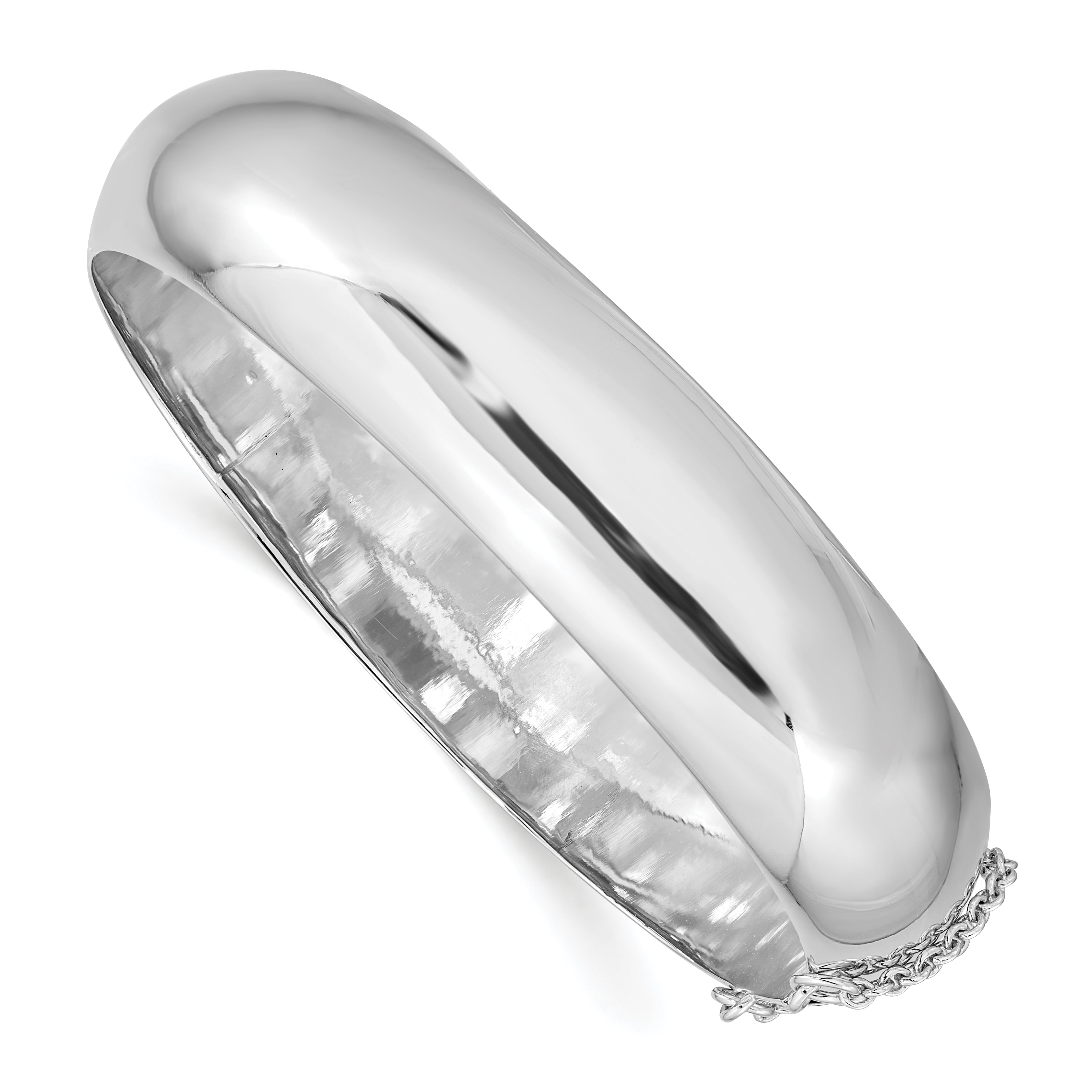 Sterling Silver Rhodium-plated 15mm Fancy Hinged Bangle Bracelet Main image