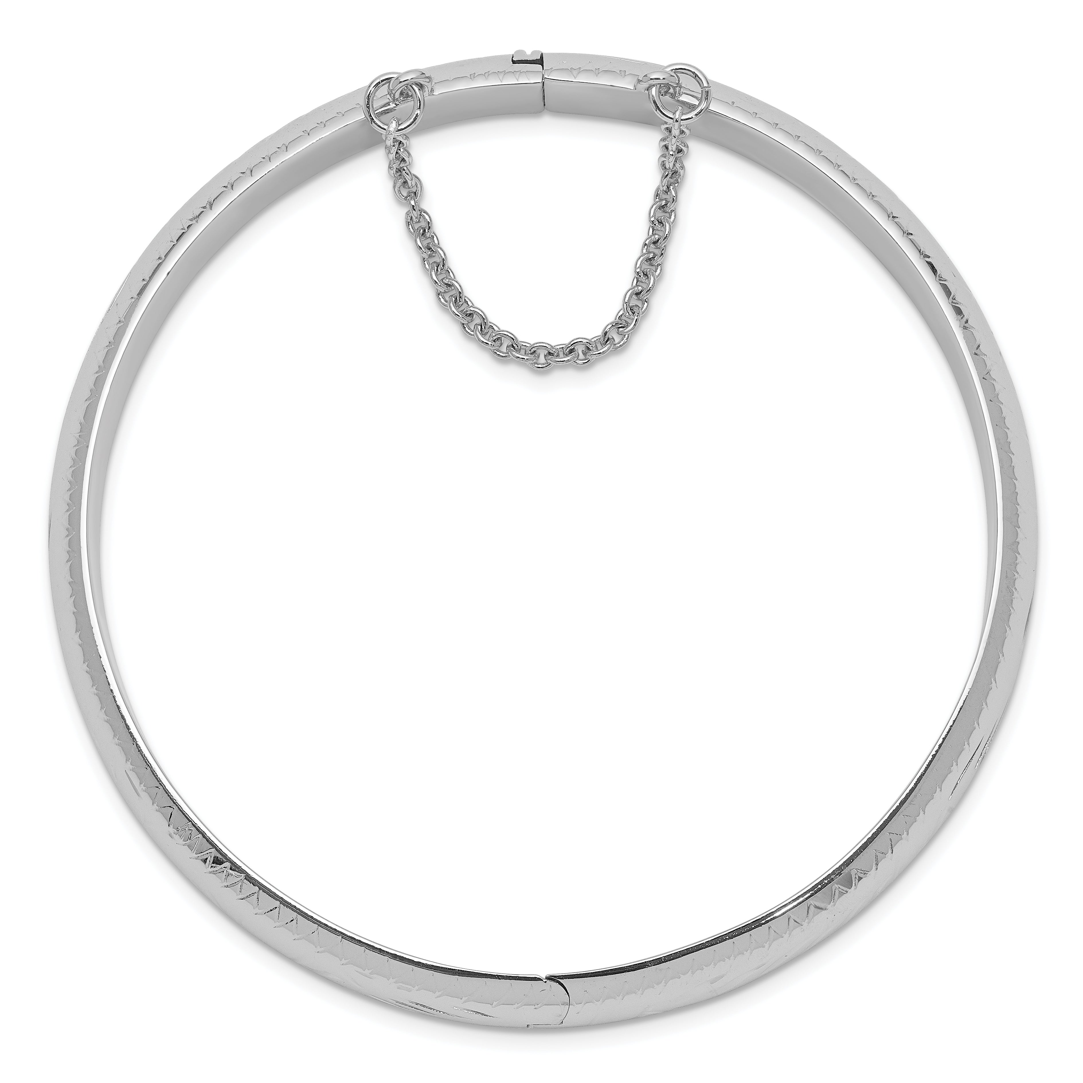 Sterling Silver 925 Hinged Bangle Bracelet with Diamond-Cut Polished Finish Secondary image