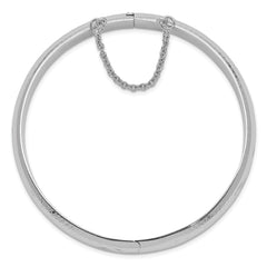 Sterling Silver 925 Hinged Bangle Bracelet with Diamond-Cut Polished Finish