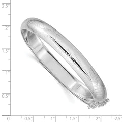 Sterling Silver 925 Hinged Bangle Bracelet with Diamond-Cut Polished Finish