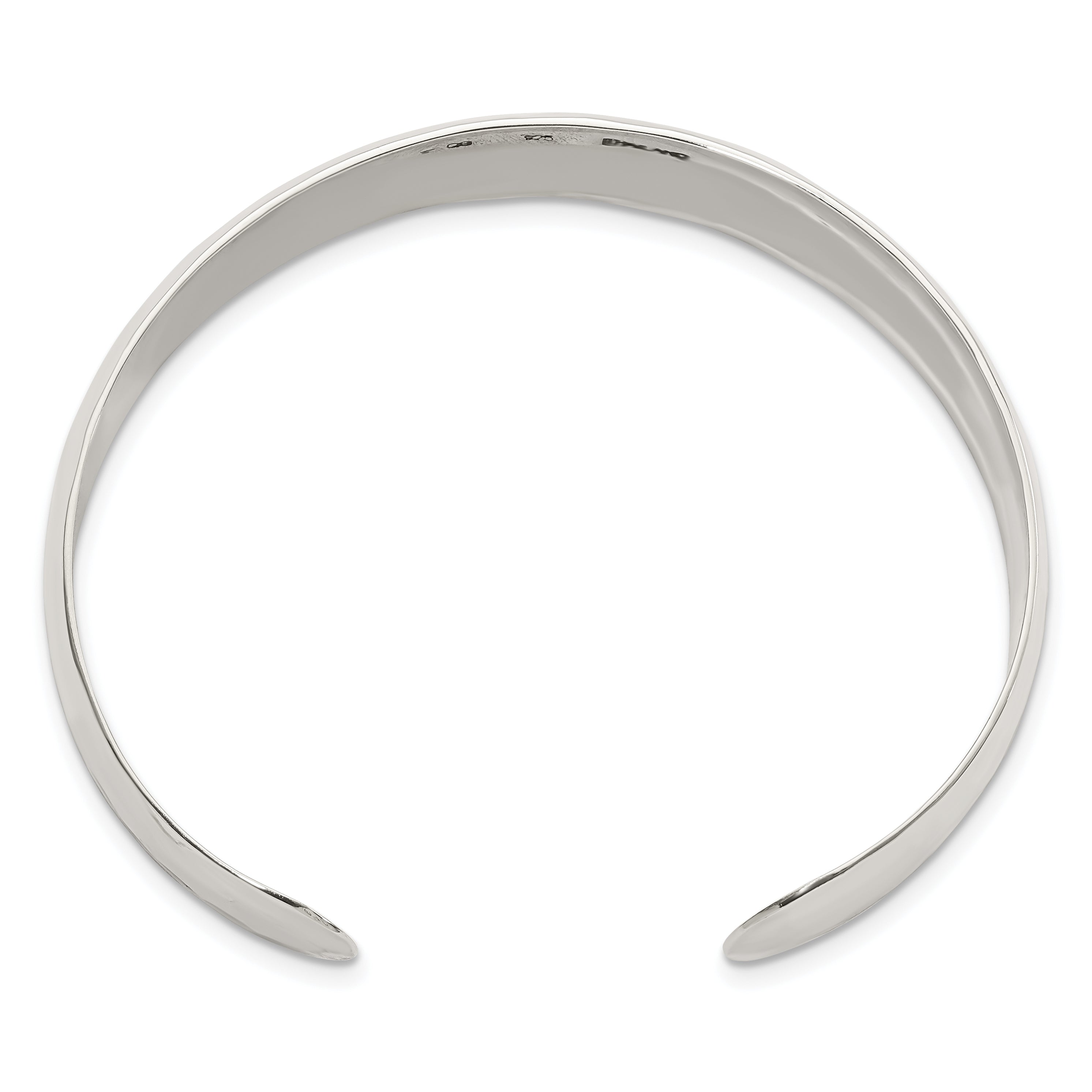 Sterling Silver 13.5mm Hammered Cuff Bangle Secondary image