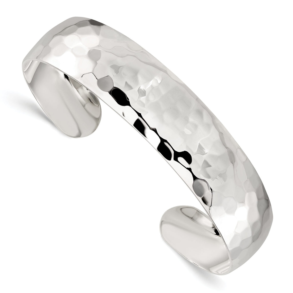Domed Hammered Cuff Bracelet in Sterling Silver, 13.5mm - Sophia Jewelers Main image