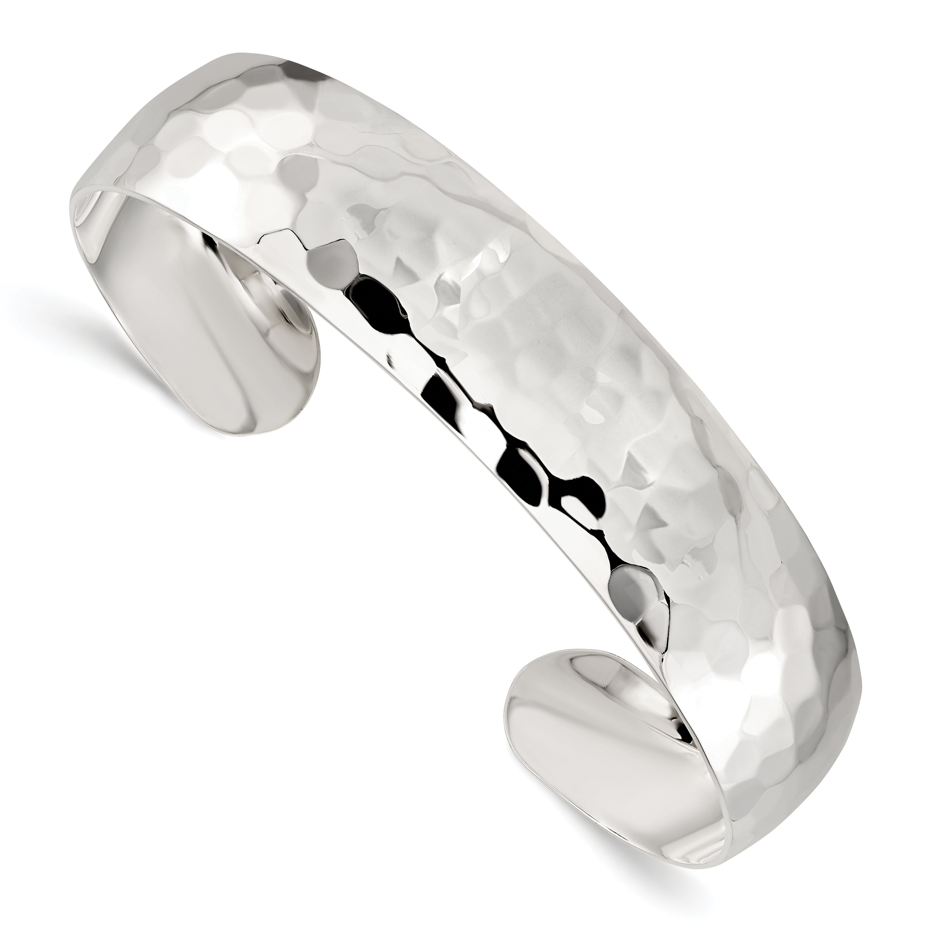Sterling Silver 13.5mm Hammered Cuff Bangle Main image