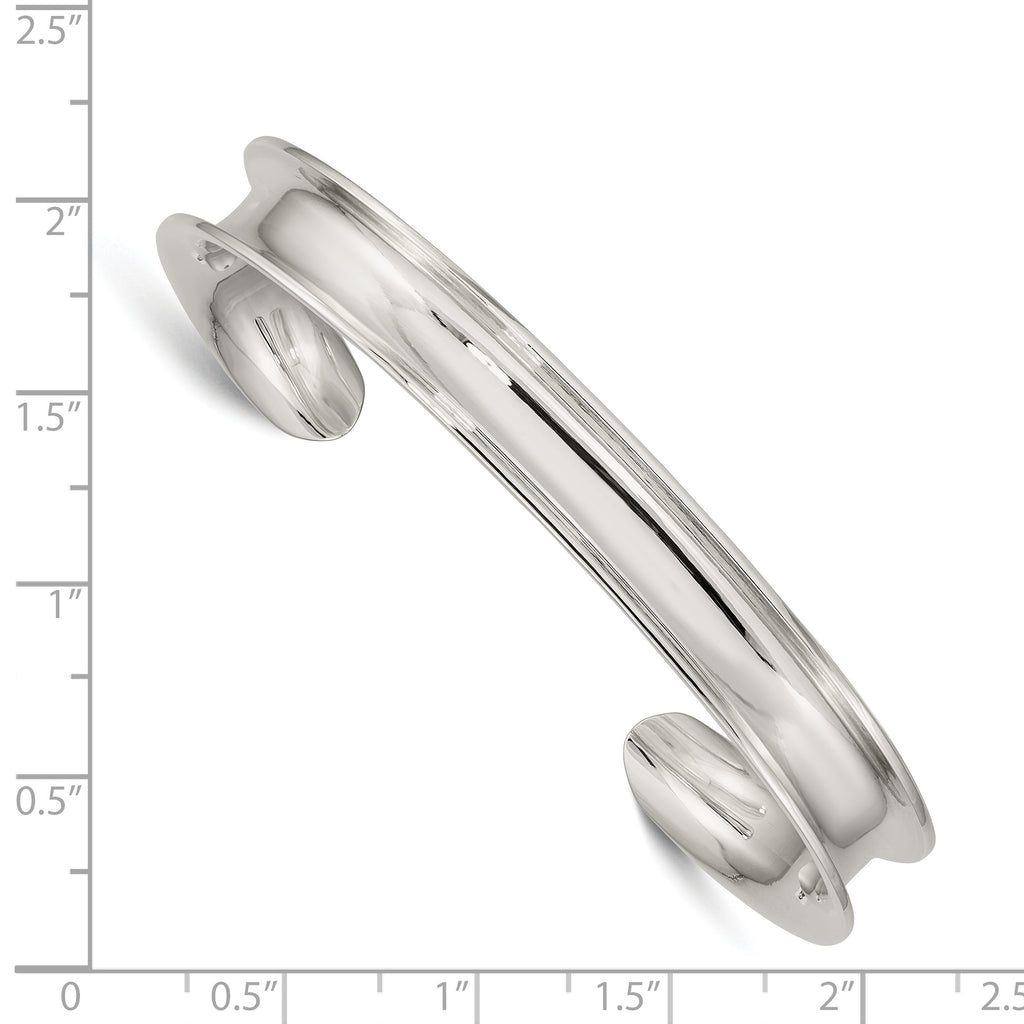Sterling Silver 925 Women's Polished Cuff Bangle Engravable and Elegant
