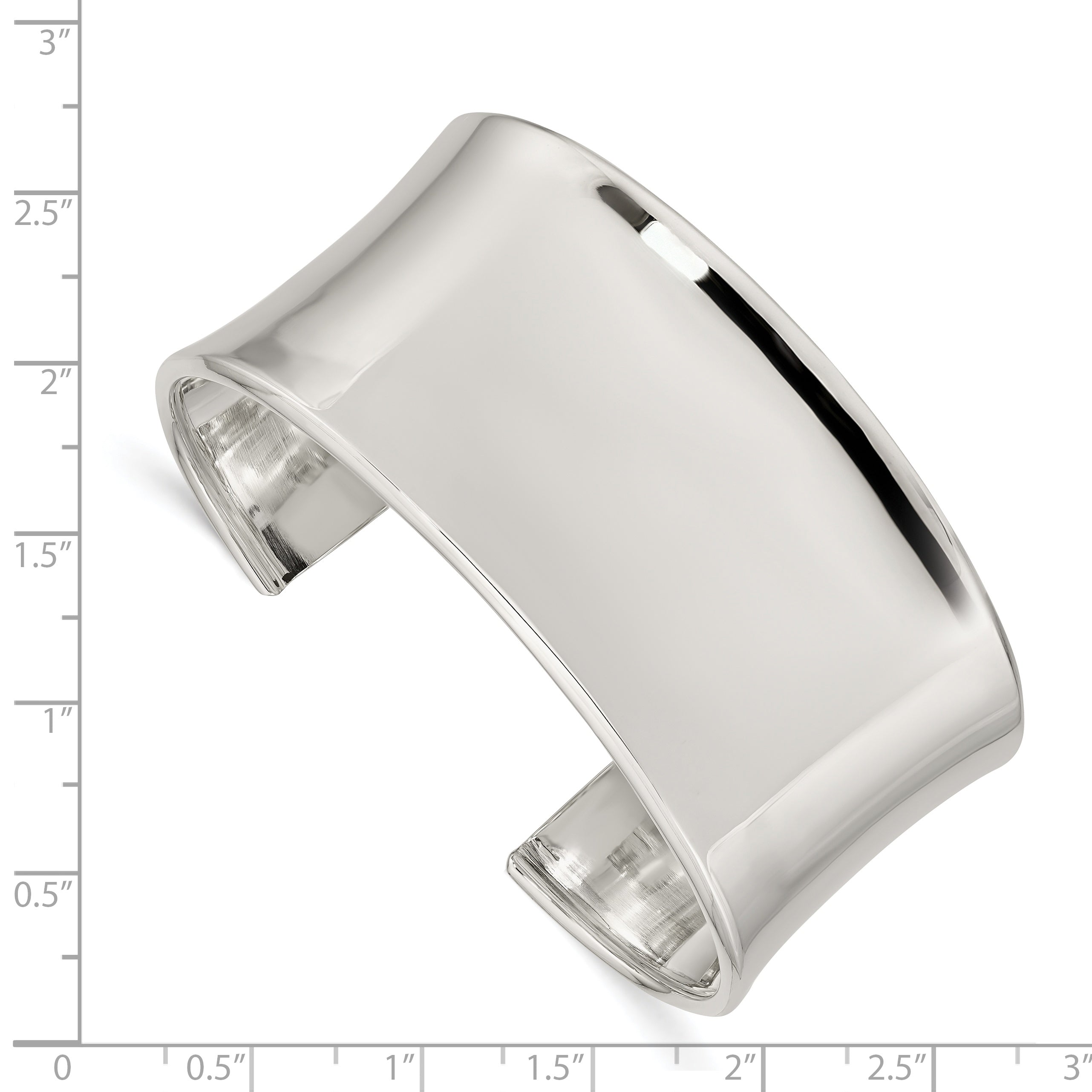 Sterling Silver 925 Polished Cuff Bracelet with Engravable Feature