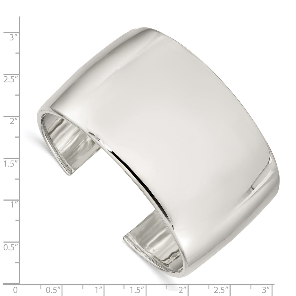 Sterling Silver 925 Women's Engravable Cuff Bracelet with Polished Finish