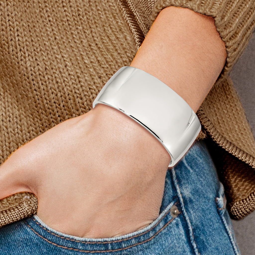 Sterling Silver 925 Women's Engravable Polished Cuff Bracelet by Sophia Jewelers