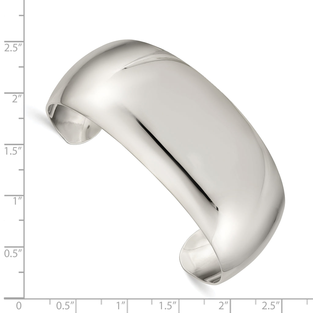 Sterling Silver 925 Women's Polished Engravable Cuff Bangle Bracelet