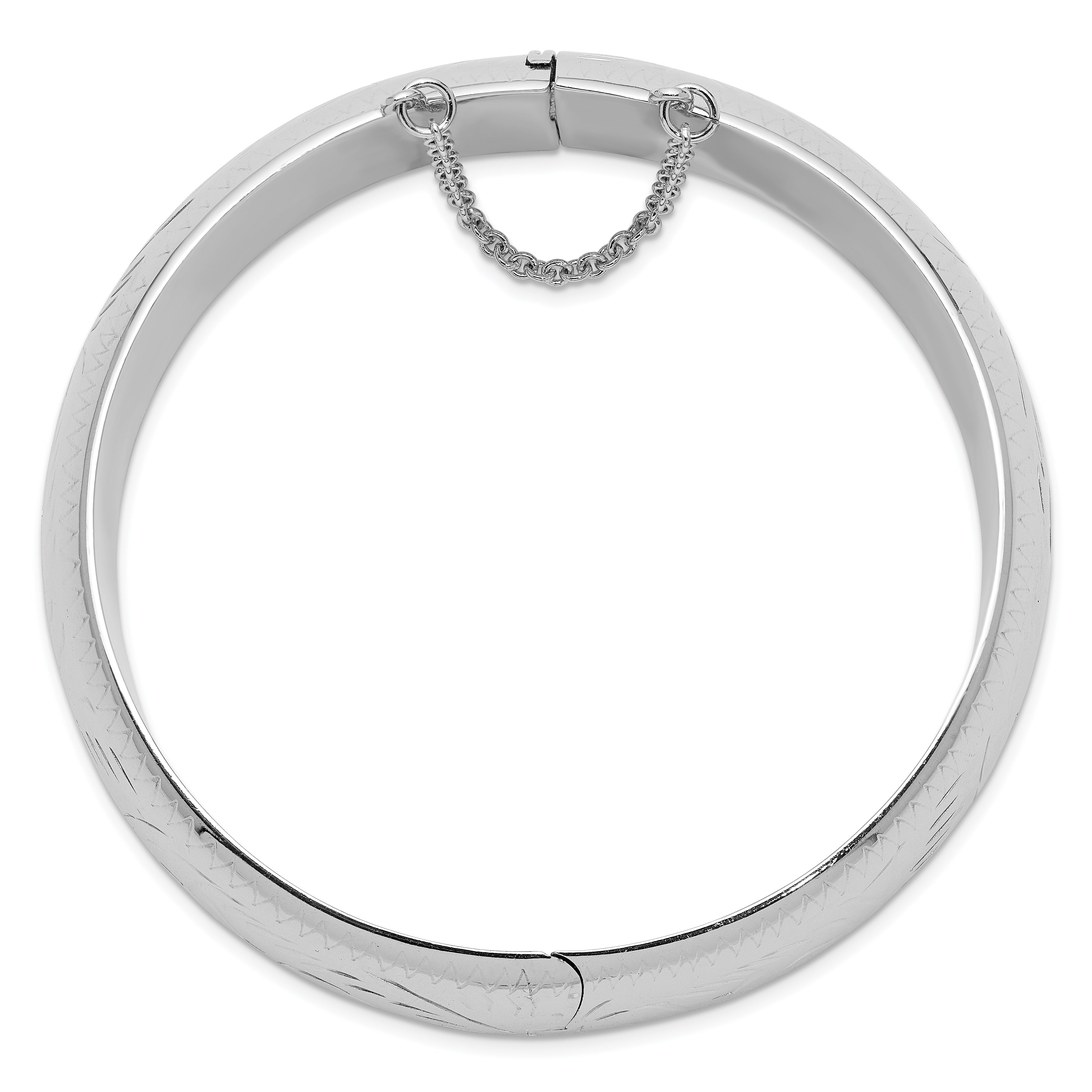 Sterling Silver Rhodium-plated D/C 20mm Hinged Bangle Bracelet Secondary image