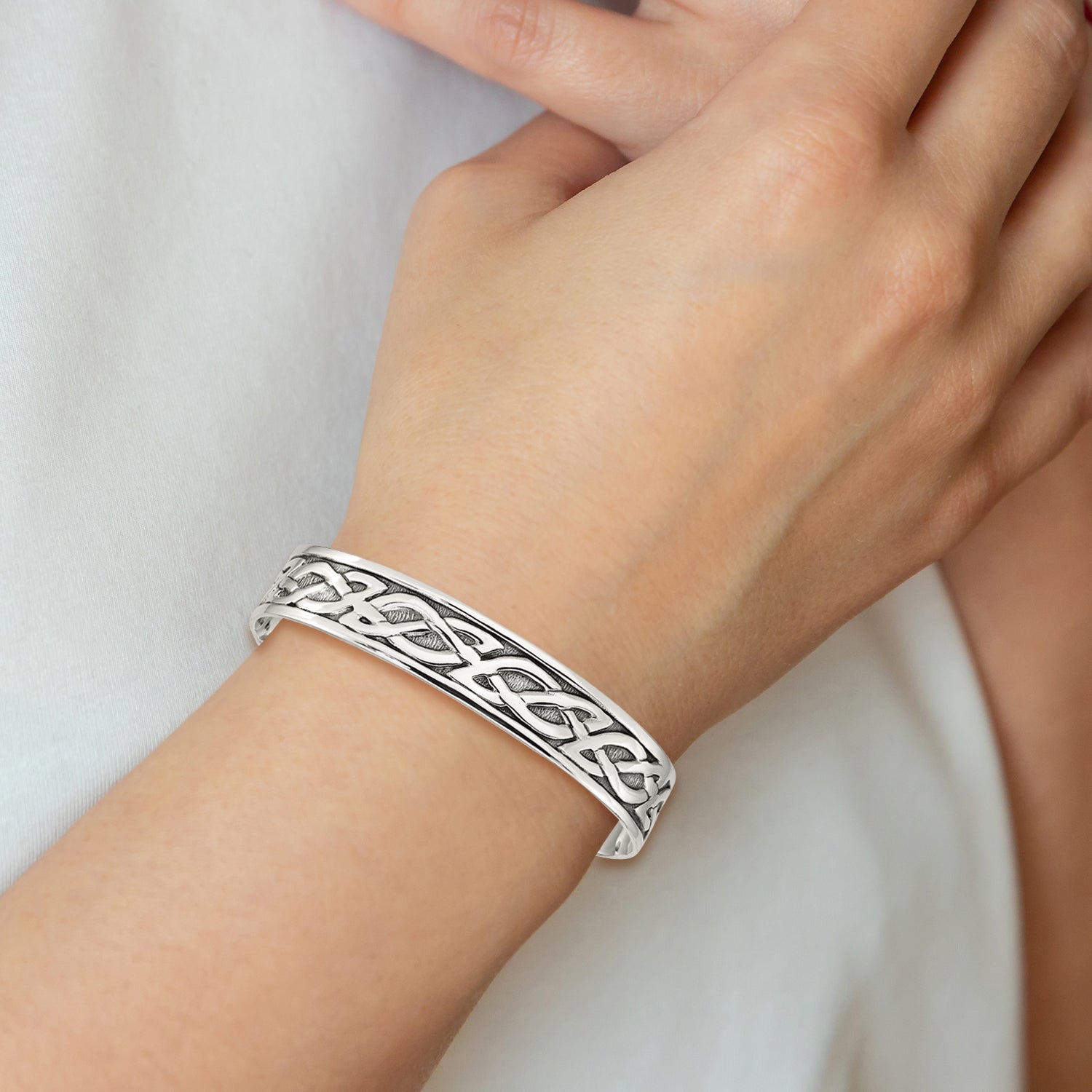 Sophia Jewelers Sterling Silver Celtic Cuff Bracelet Engravable Unisex Design