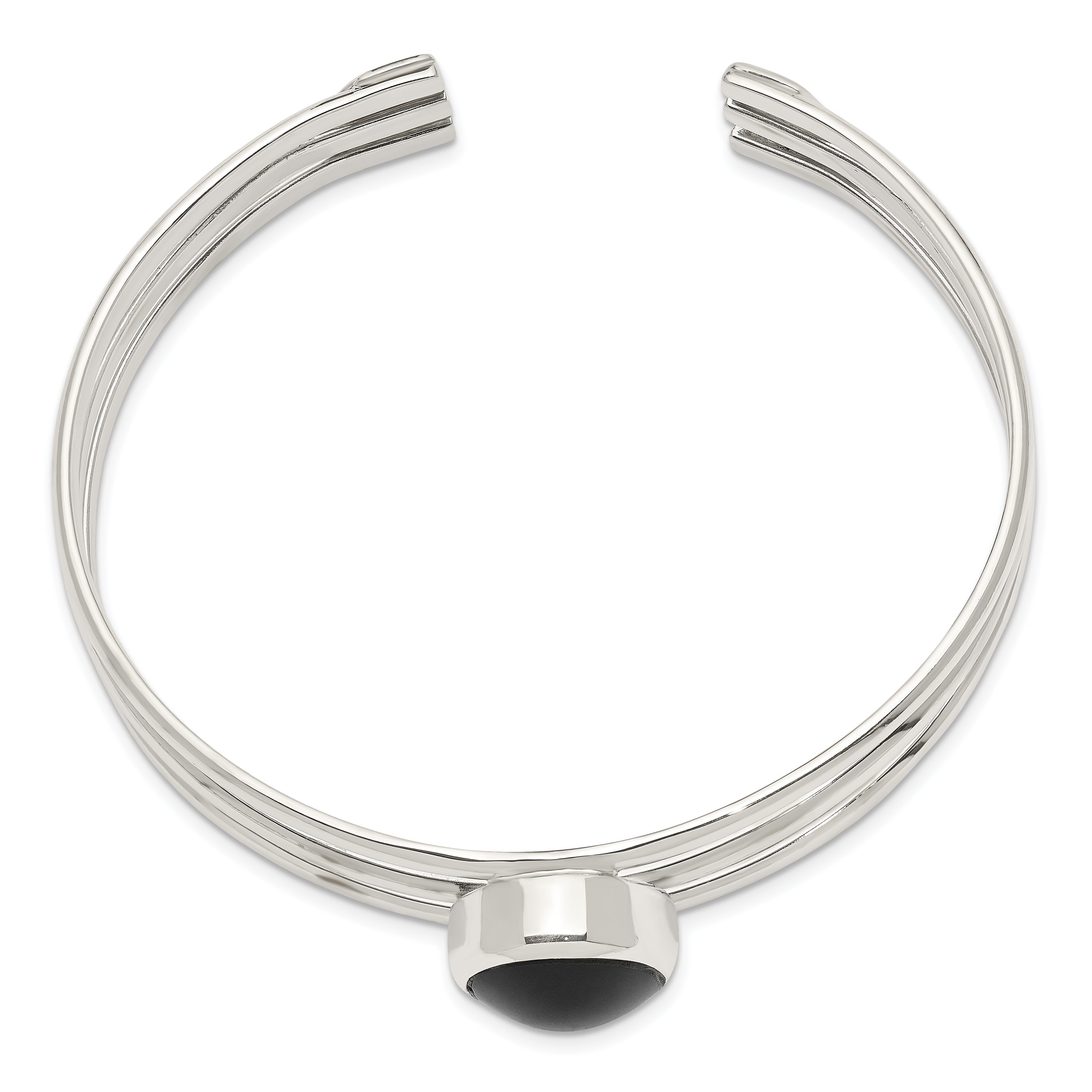 Sophia Jewelers Sterling Silver Onyx Cuff Bangle Bracelet with Polished Finish Secondary image