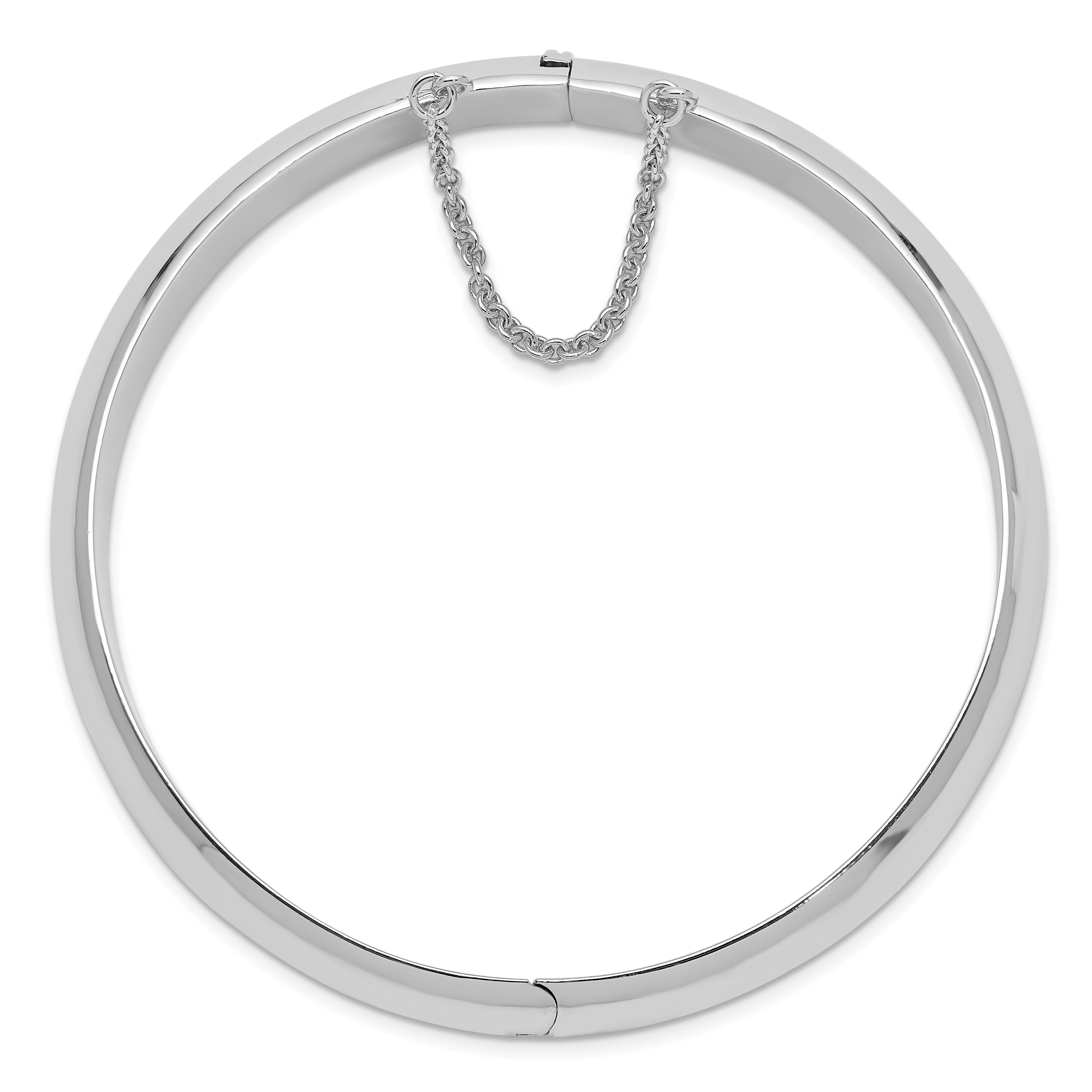 Sterling Silver 925 Hinged Bangle Bracelet with Polished Rhodium Finish