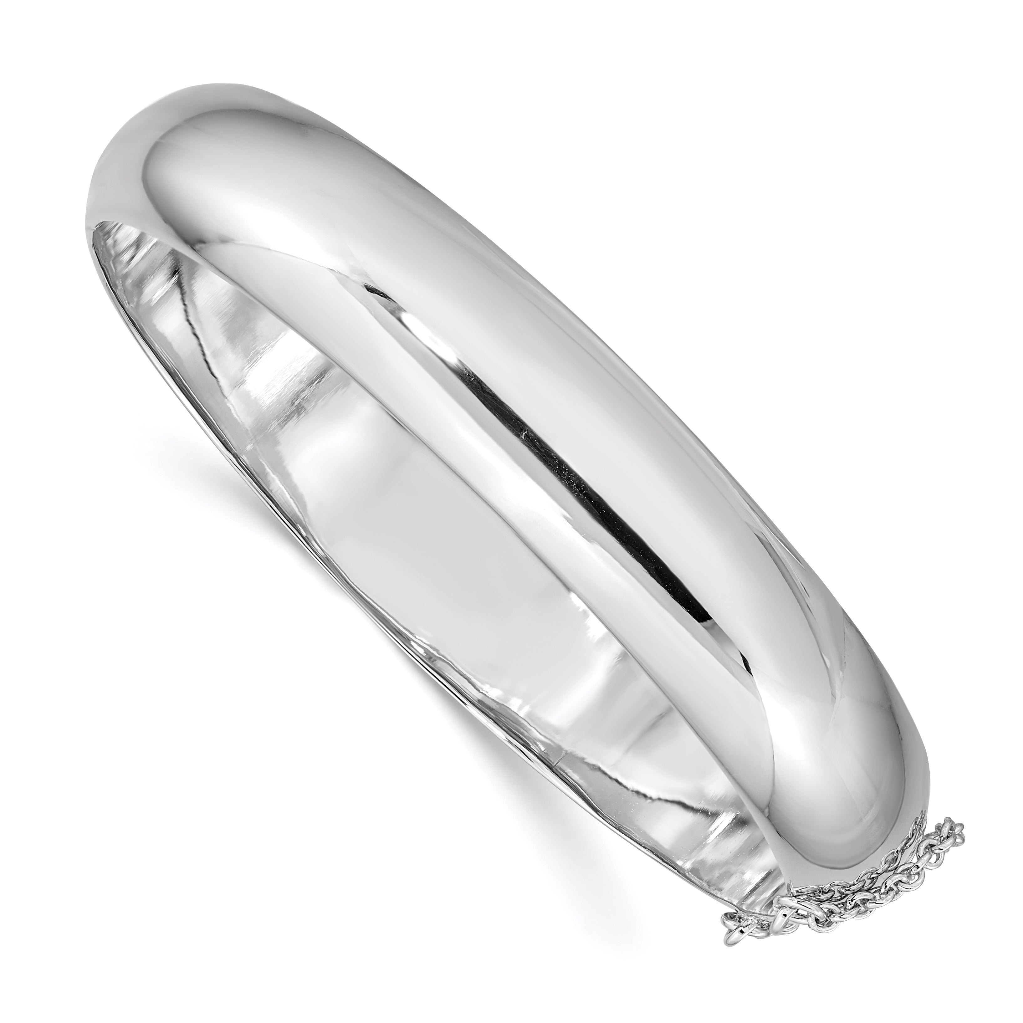 Sterling Silver Rhodium-plated 12.00mm Hinged Bangle Bracelet Main image