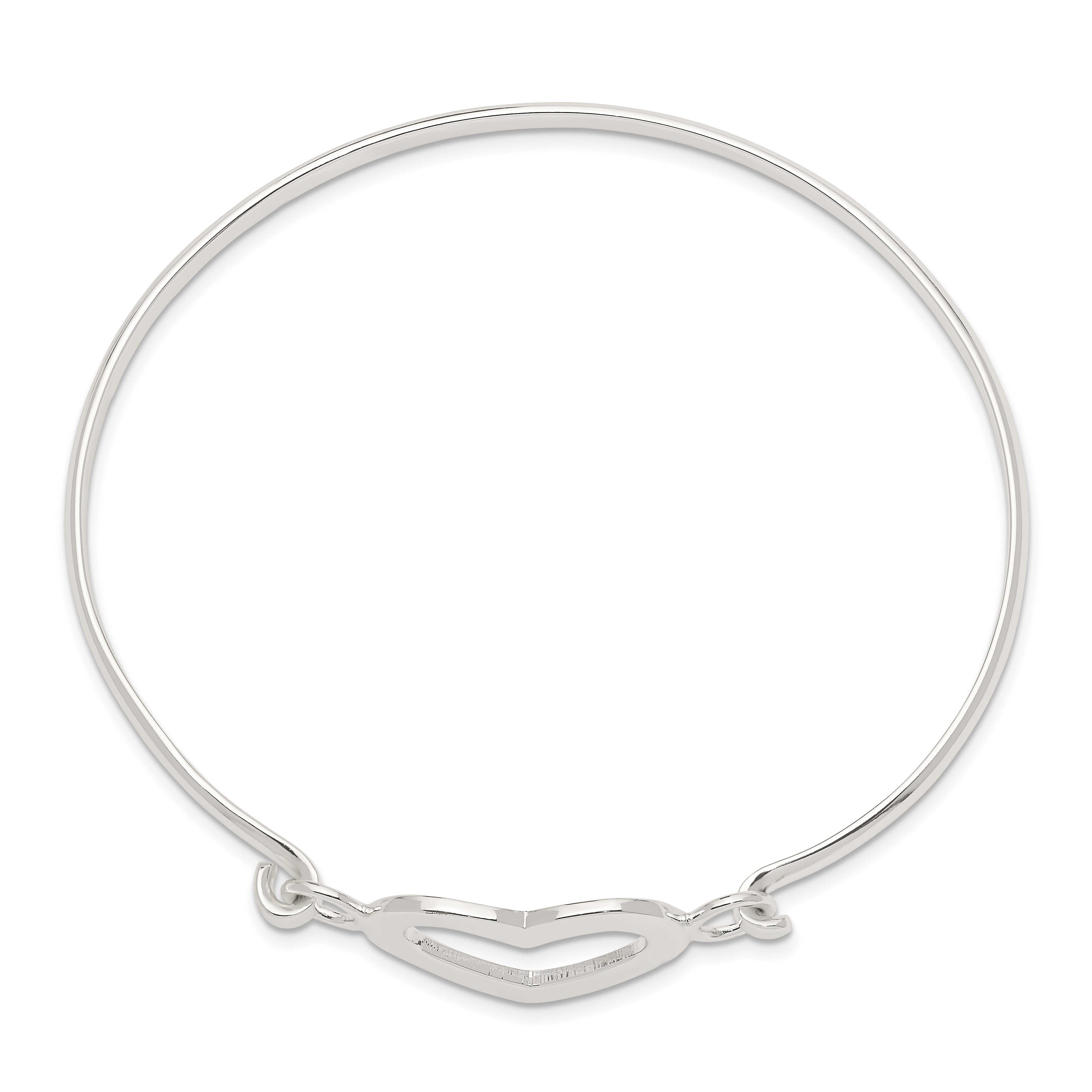 Sophia Jewelers Sterling Silver 925 Heart Bangle Bracelet with Polished Finish