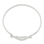 Sophia Jewelers Sterling Silver 925 Heart Bangle Bracelet with Polished Finish