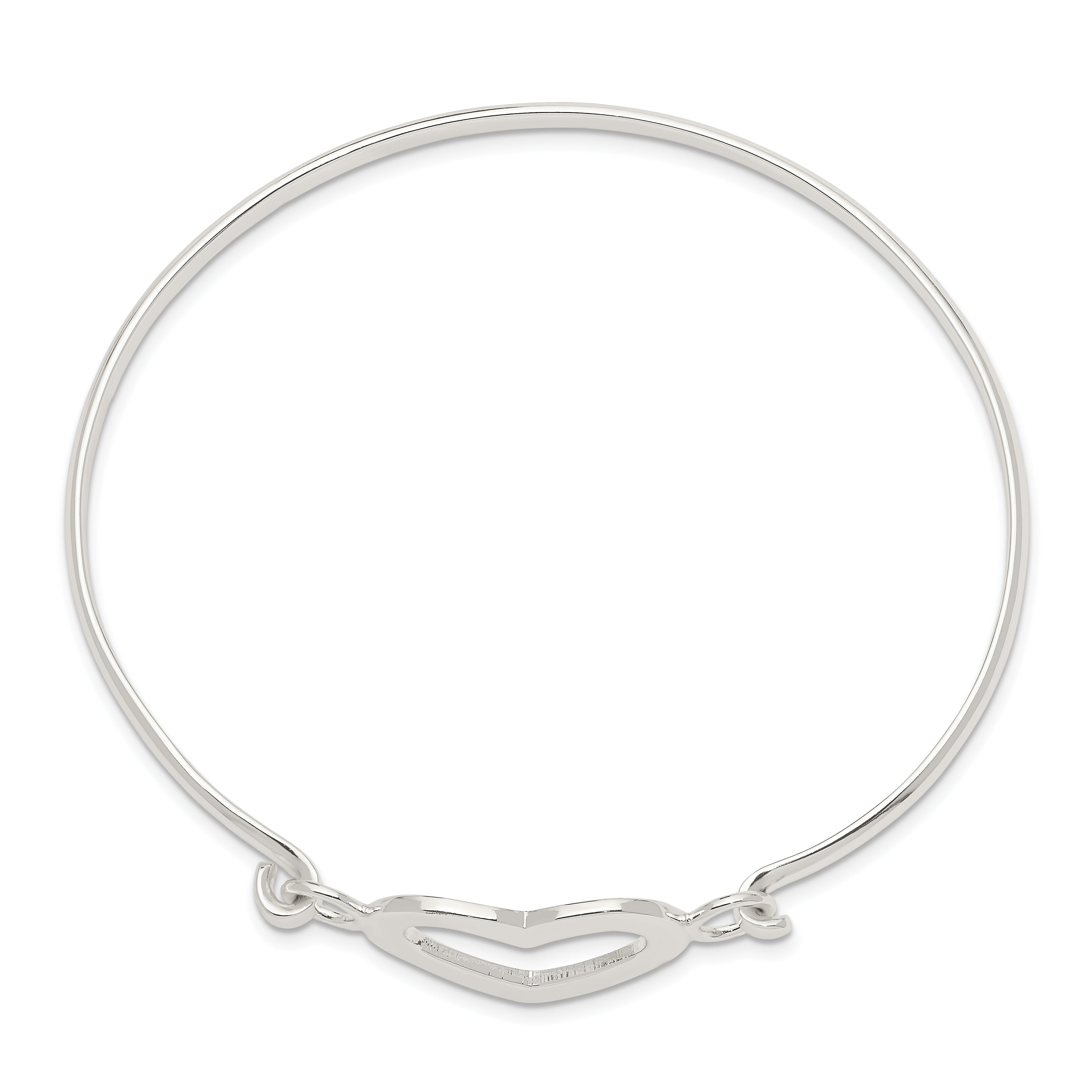 Sophia Jewelers Sterling Silver 925 Heart Bangle Bracelet with Polished Finish
