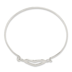 Sophia Jewelers Sterling Silver 925 Heart Bangle Bracelet with Polished Finish