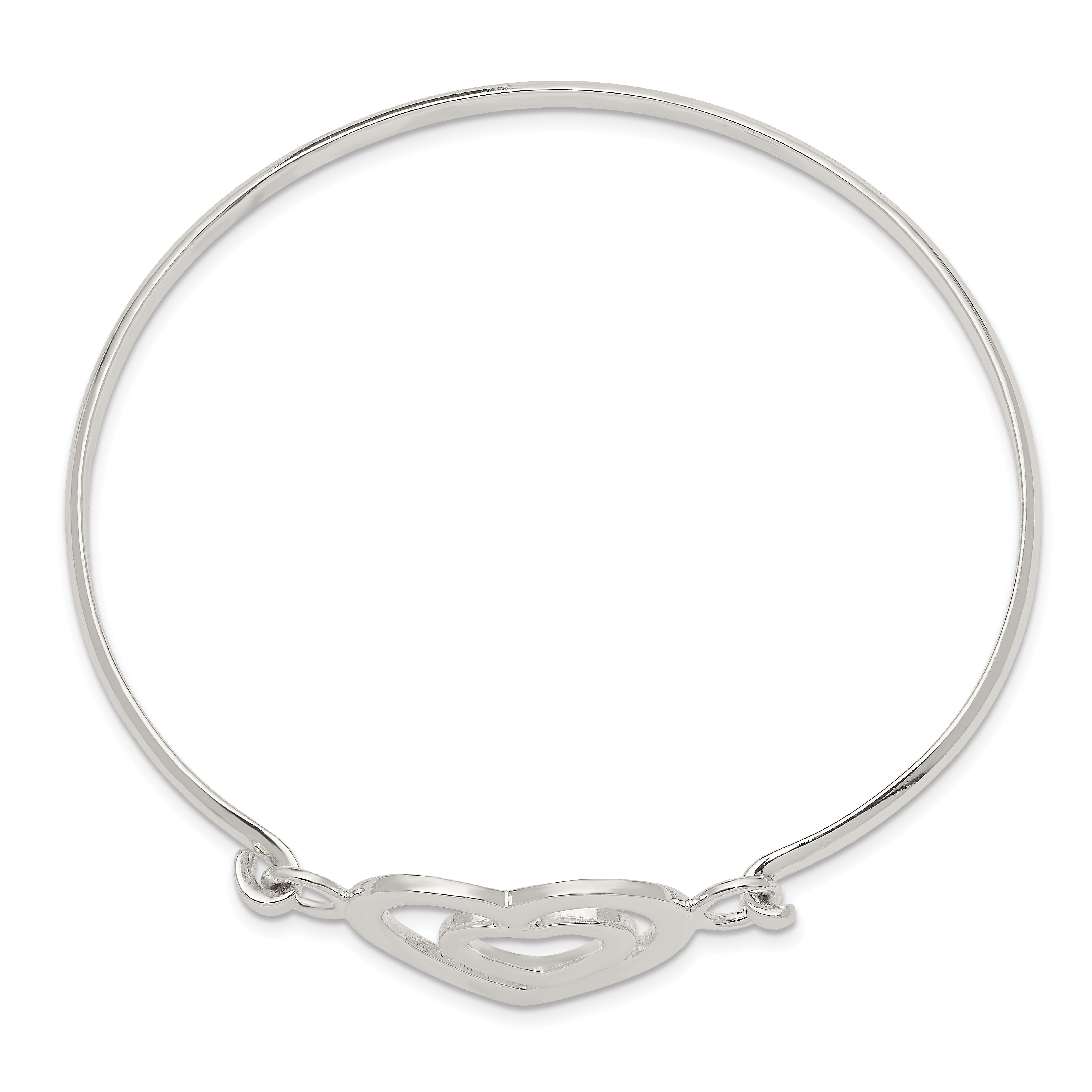 Sterling Silver 925 Polished Heart Bangle Bracelet for Women Secondary image