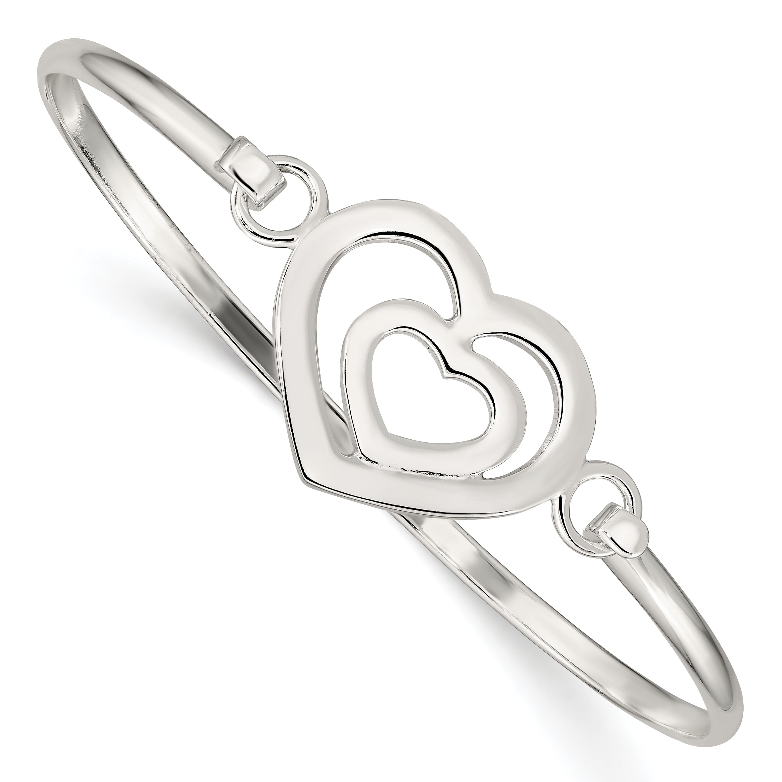 Sterling Silver Heart within a Heart Bangle Bracelet Main image