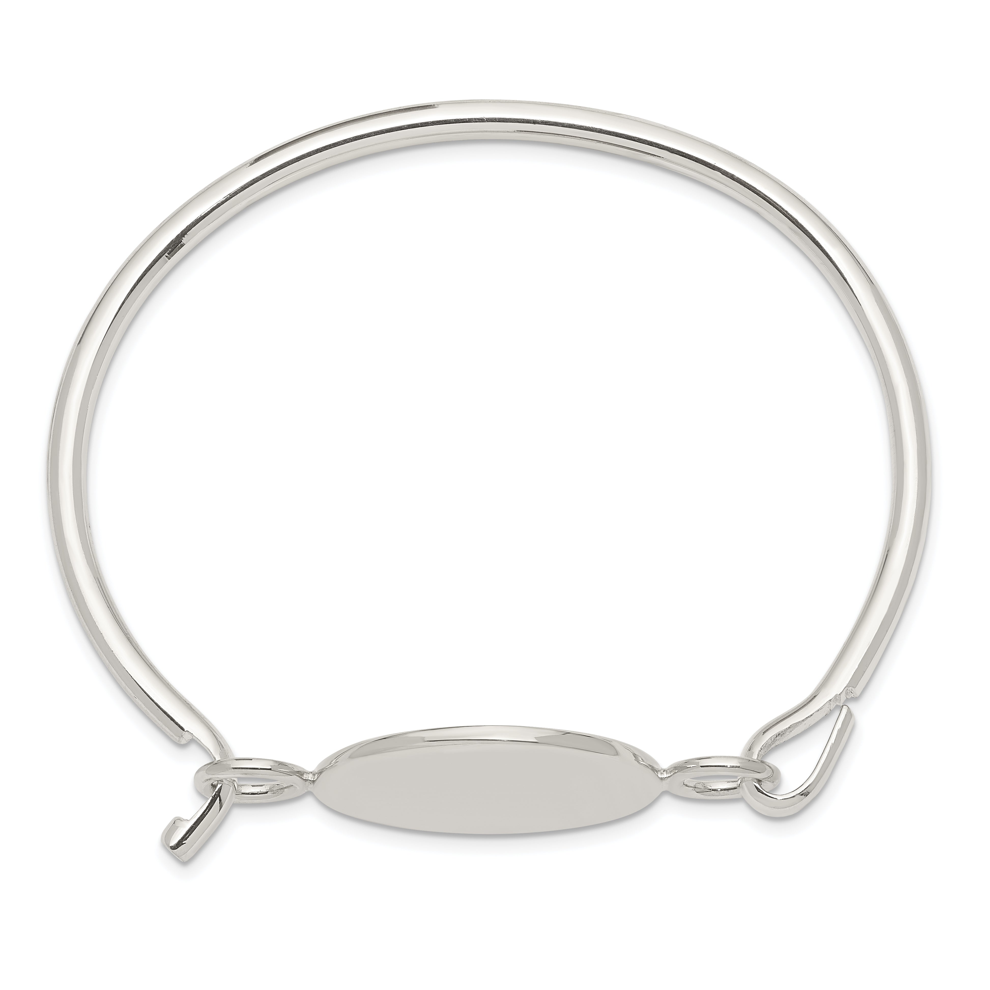 Sterling Silver Bangle w/Round ID Plate Bracelet Secondary image