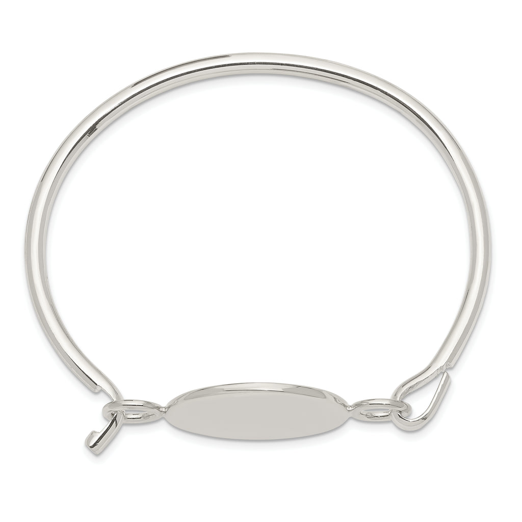 Sterling Silver Bangle w/Round ID Plate Bracelet