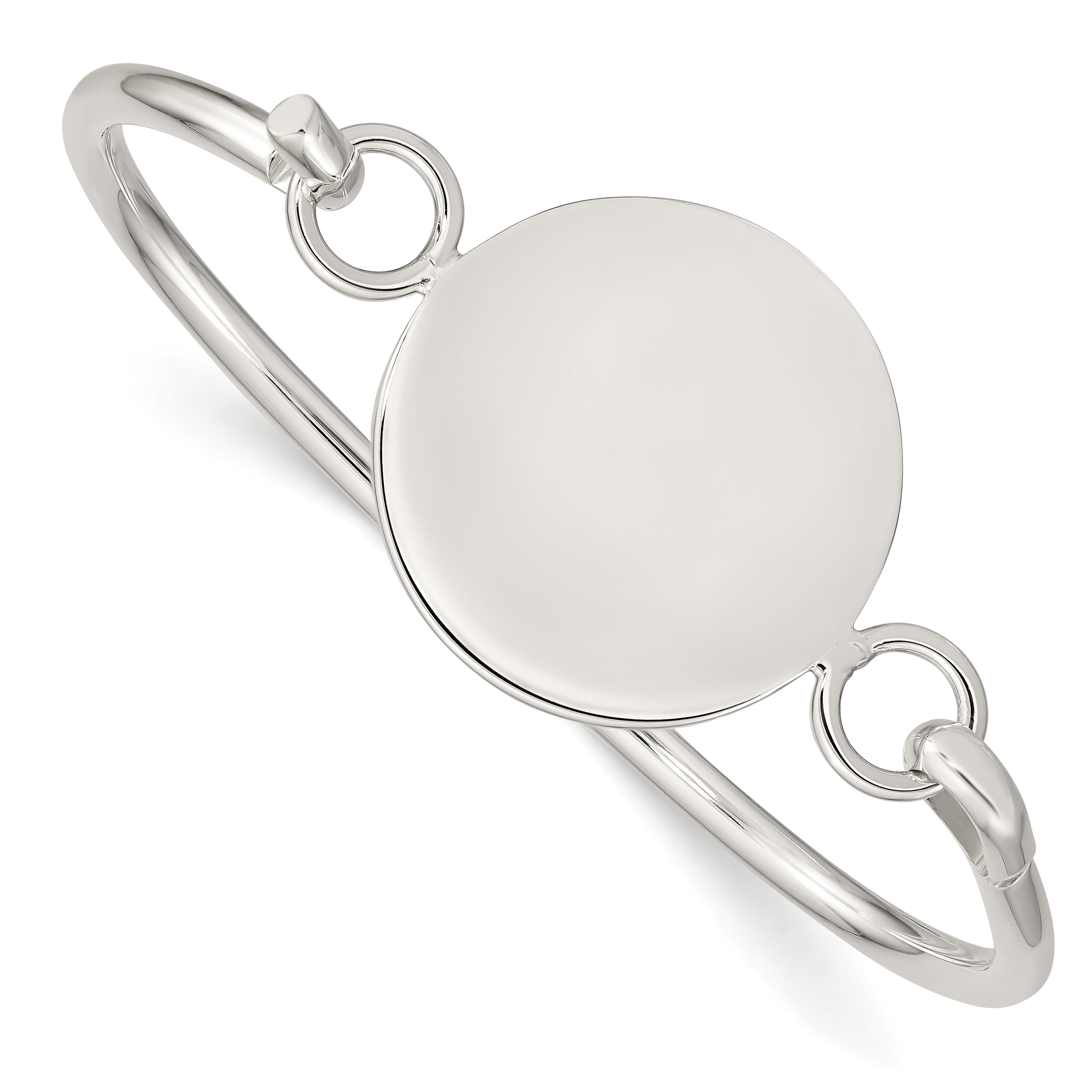 Sterling Silver Bangle w/Round ID Plate Bracelet Main image