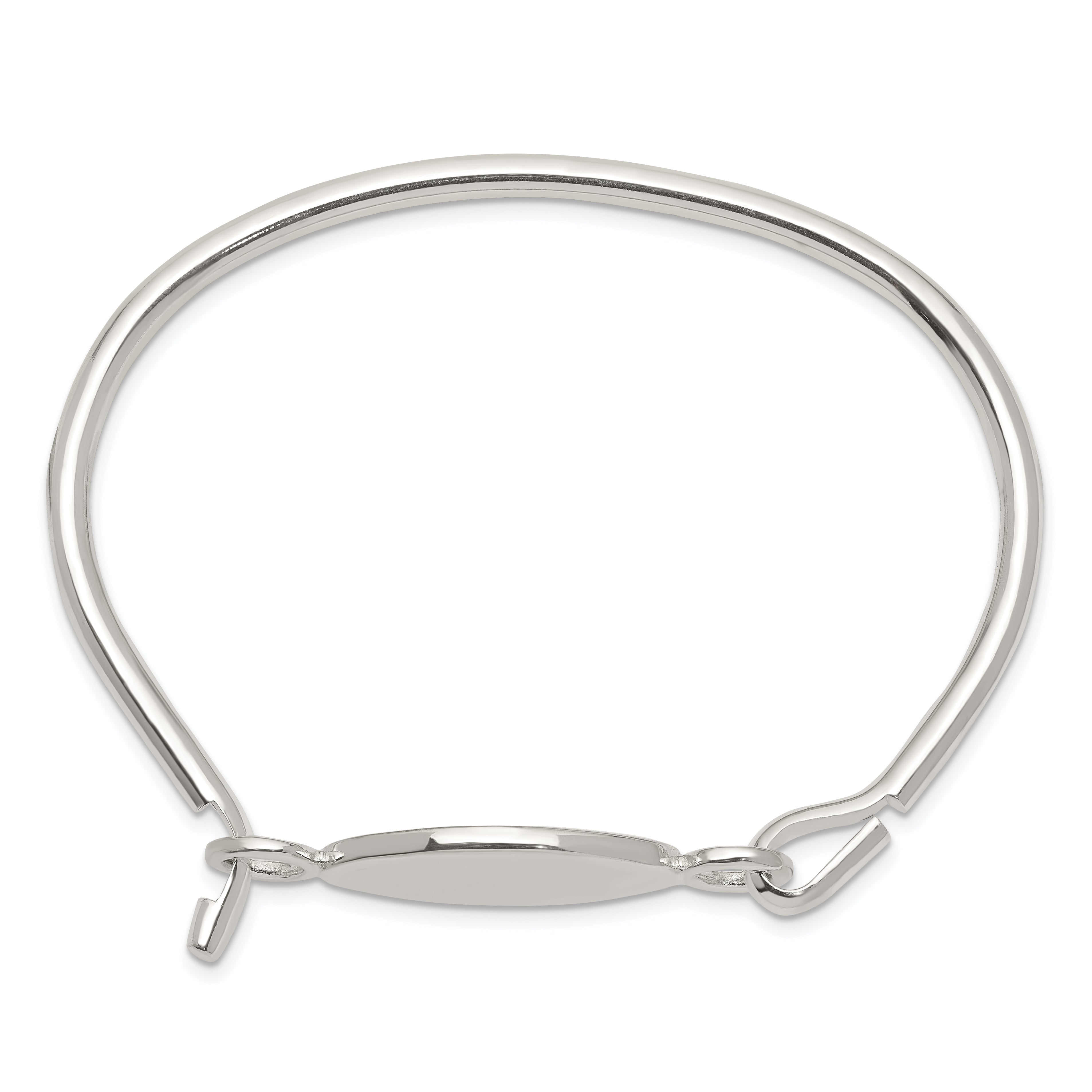 Sterling Silver 925 Bangle Bracelet with Engravable ID Plate Secondary image