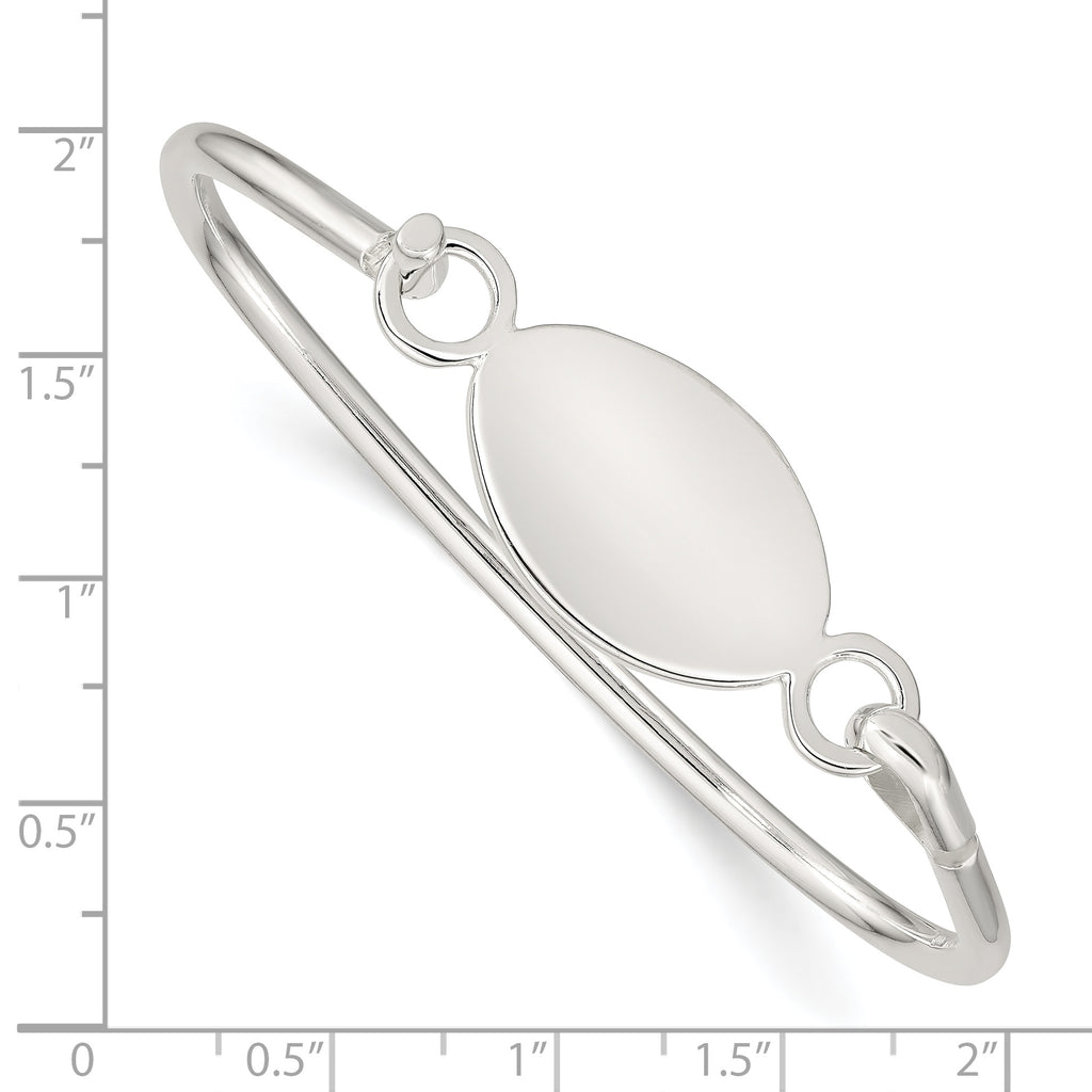 Sterling Silver 925 Bangle Bracelet with Engravable ID Plate