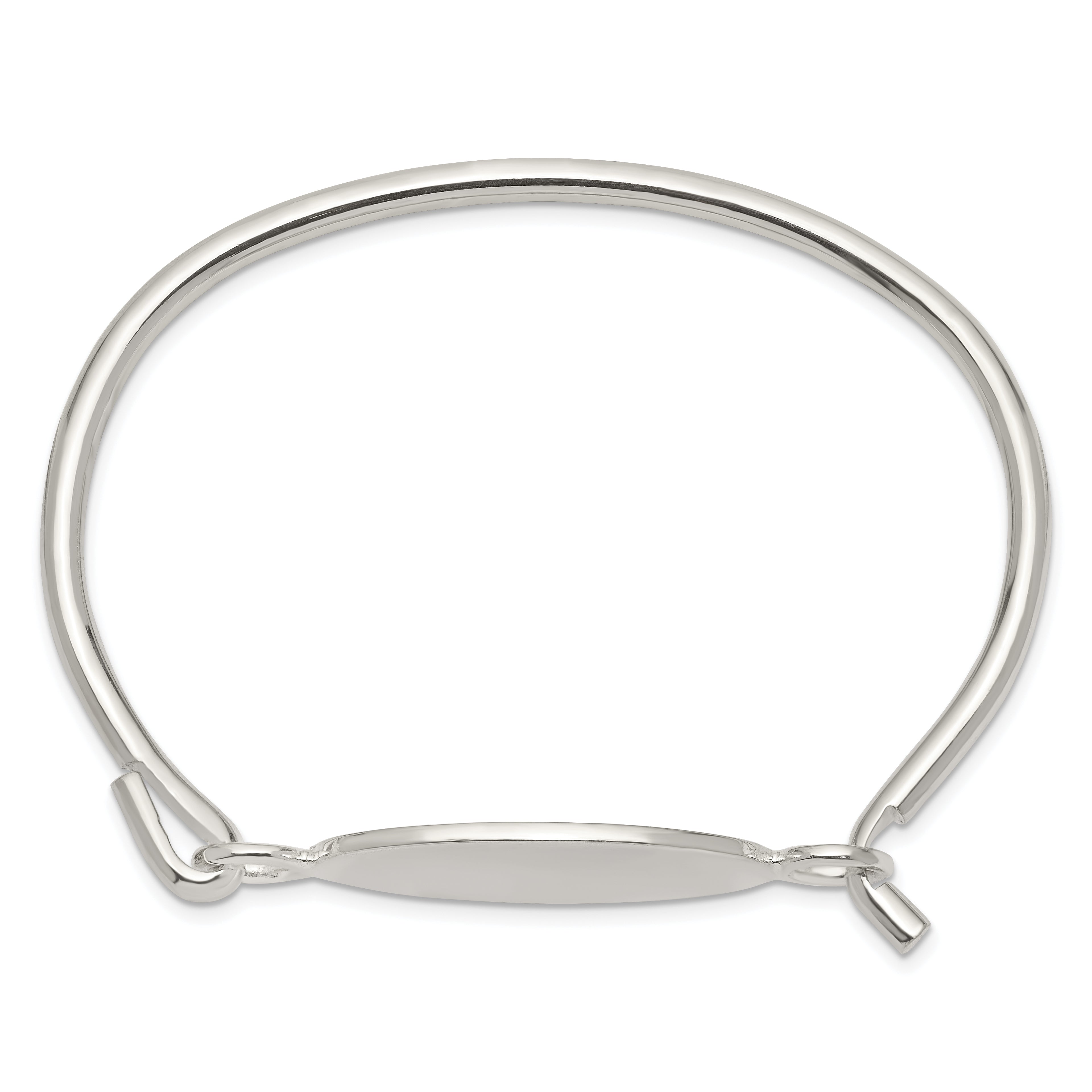 Sterling Silver 925 Oval ID Bangle Bracelet with Polished Finish