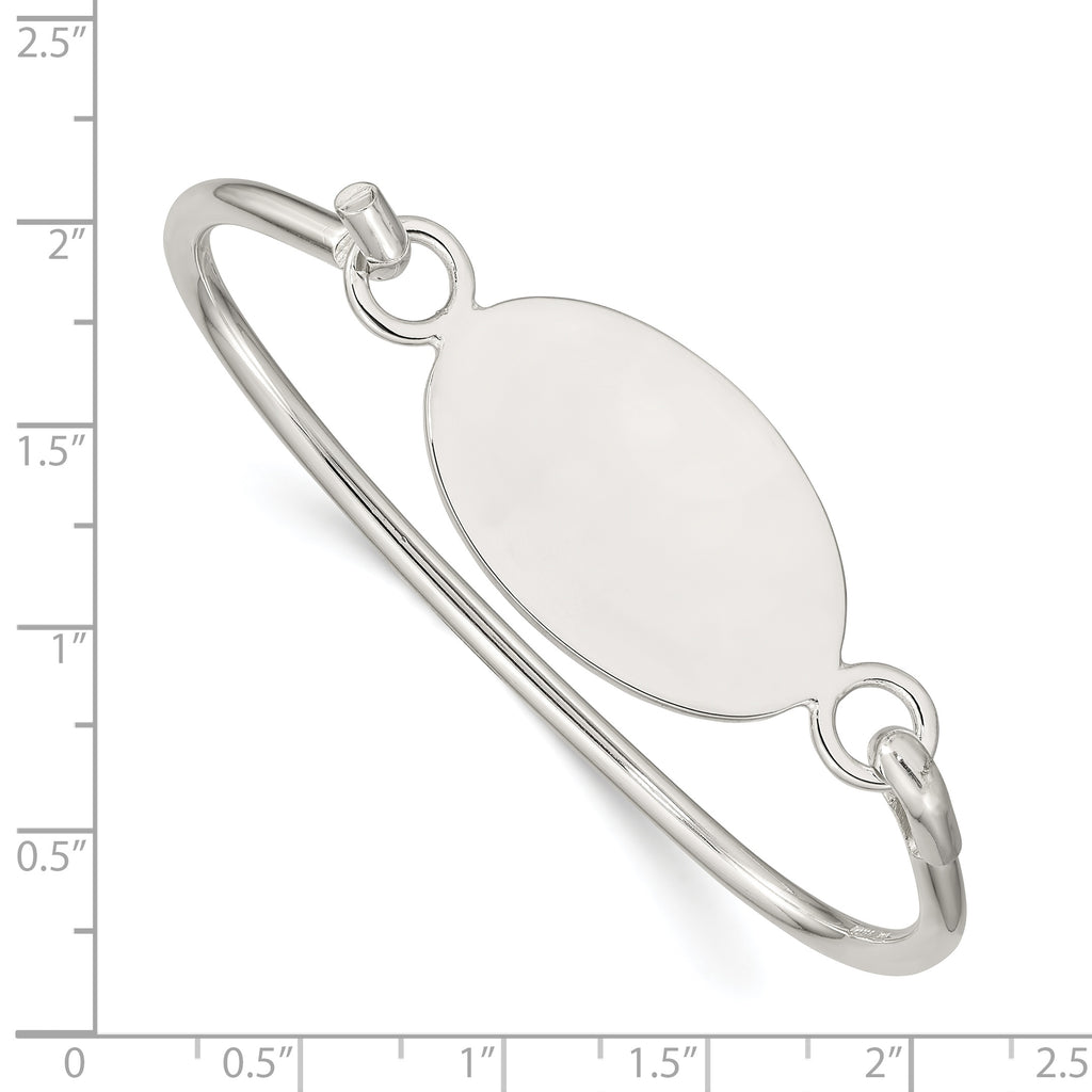 Sterling Silver 925 Oval ID Bangle Bracelet with Polished Finish