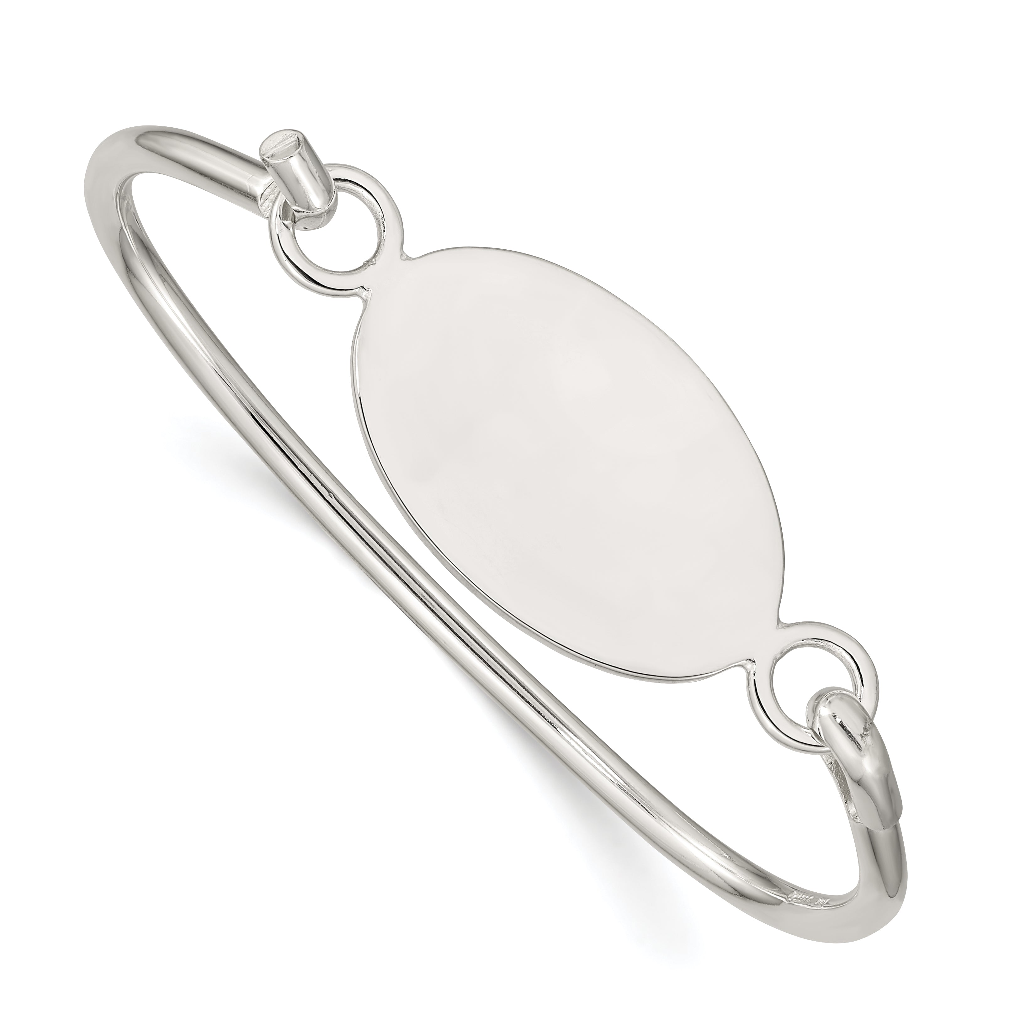 Sterling Silver w/Oval ID Plate Bangle Bracelet Main image