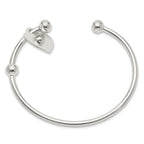 Sterling Silver 3mm Heart Bangle Bracelet