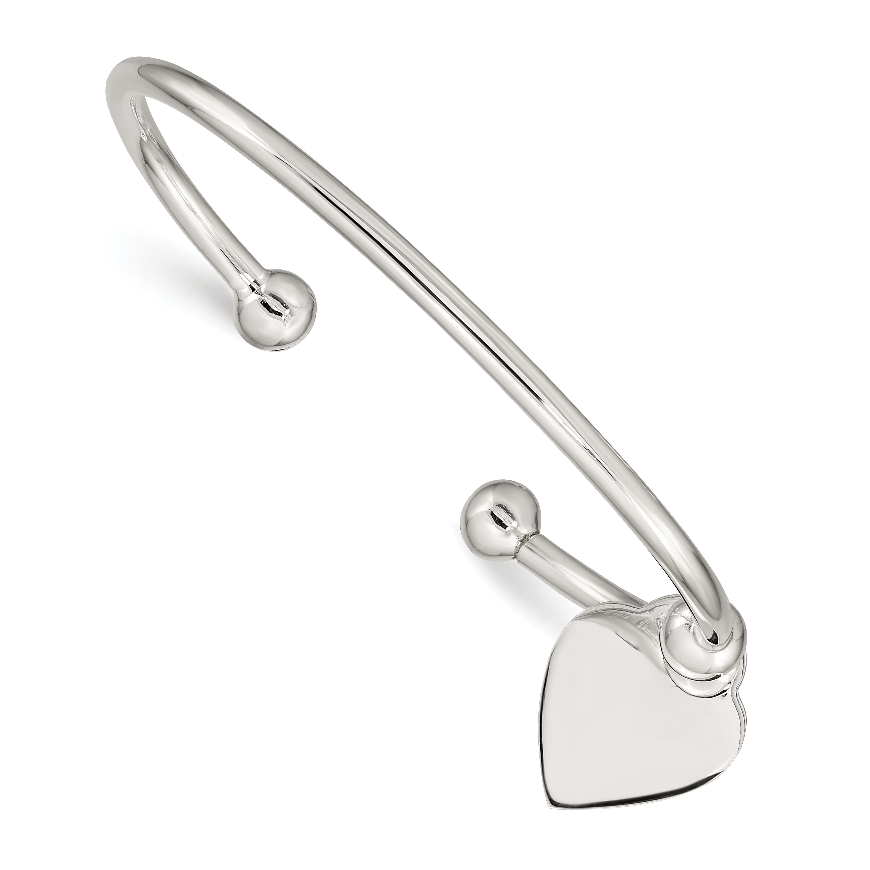 Sterling Silver 3mm Heart Bangle Bracelet Main image
