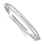 Sterling Silver Rhodium-plated 5mm w/Chain Hinged Bangle