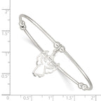 Sterling Silver Rhodium-plated Bead w/Angel Stretch Bangle Bracelet