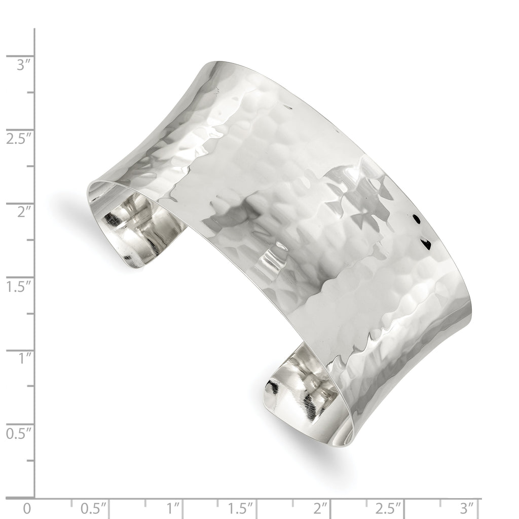 Sophia Jewelers Women's Hammered Sterling Silver Cuff Bangle Bracelet