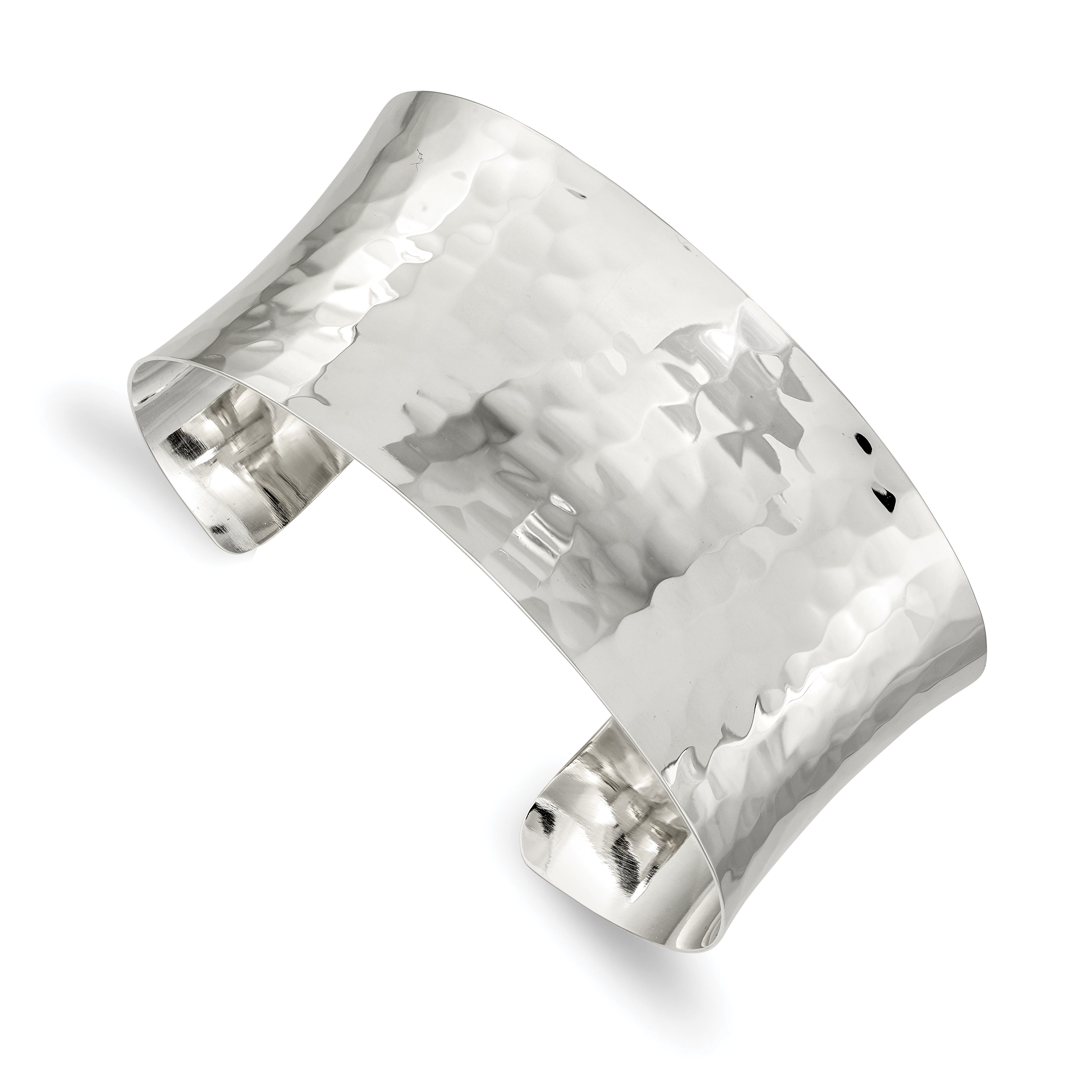 Sterling Silver 30mm Hammered Cuff Bangle Main image