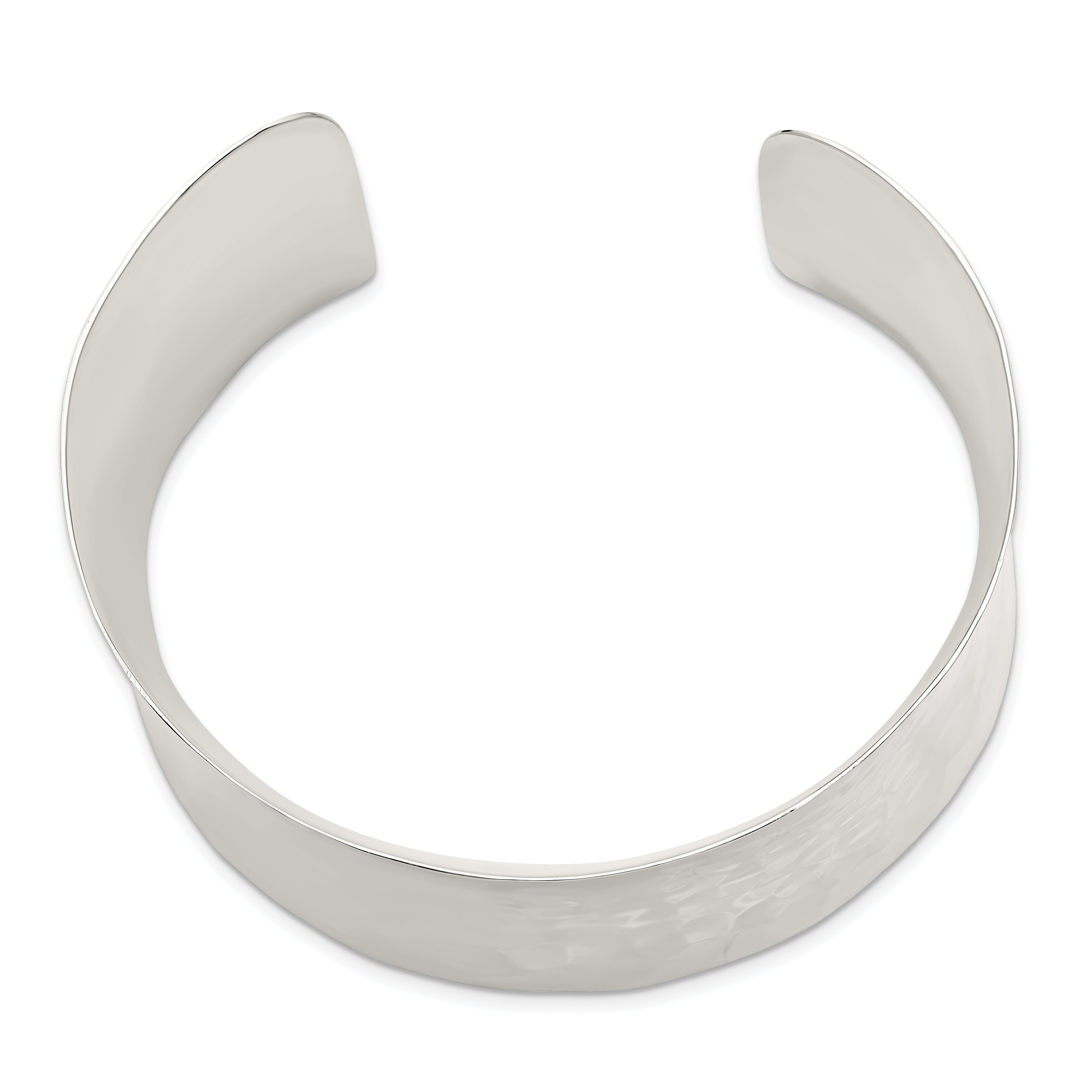 Sophia Jewelers Women's Polished Sterling Silver Hammered Cuff Bracelet