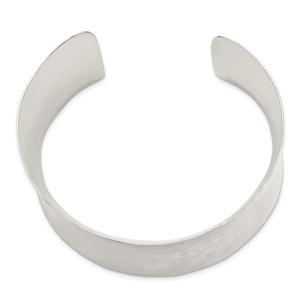 Sophia Jewelers Women's Polished Sterling Silver Hammered Cuff Bracelet