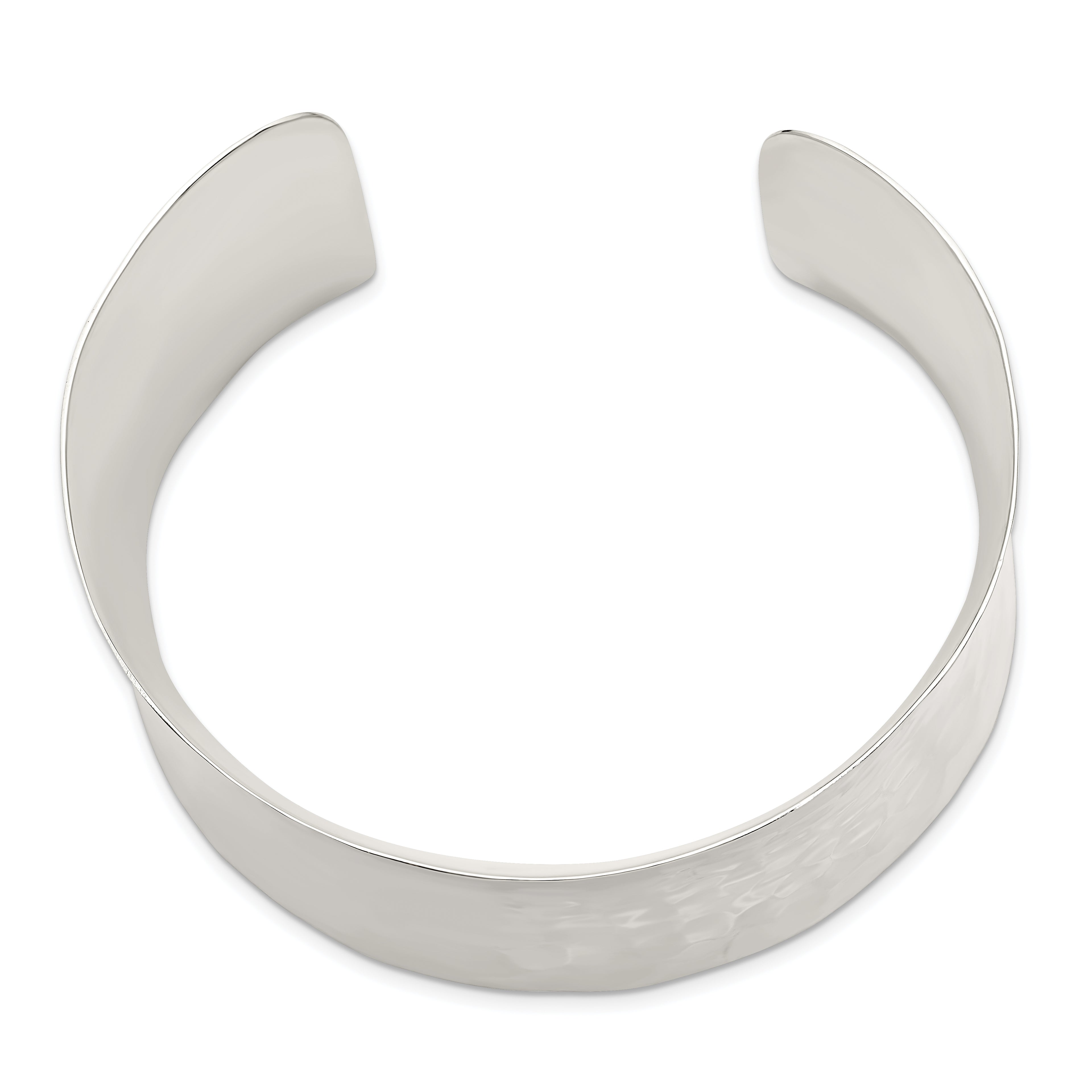 Sophia Jewelers Women's Polished Sterling Silver Hammered Cuff Bracelet