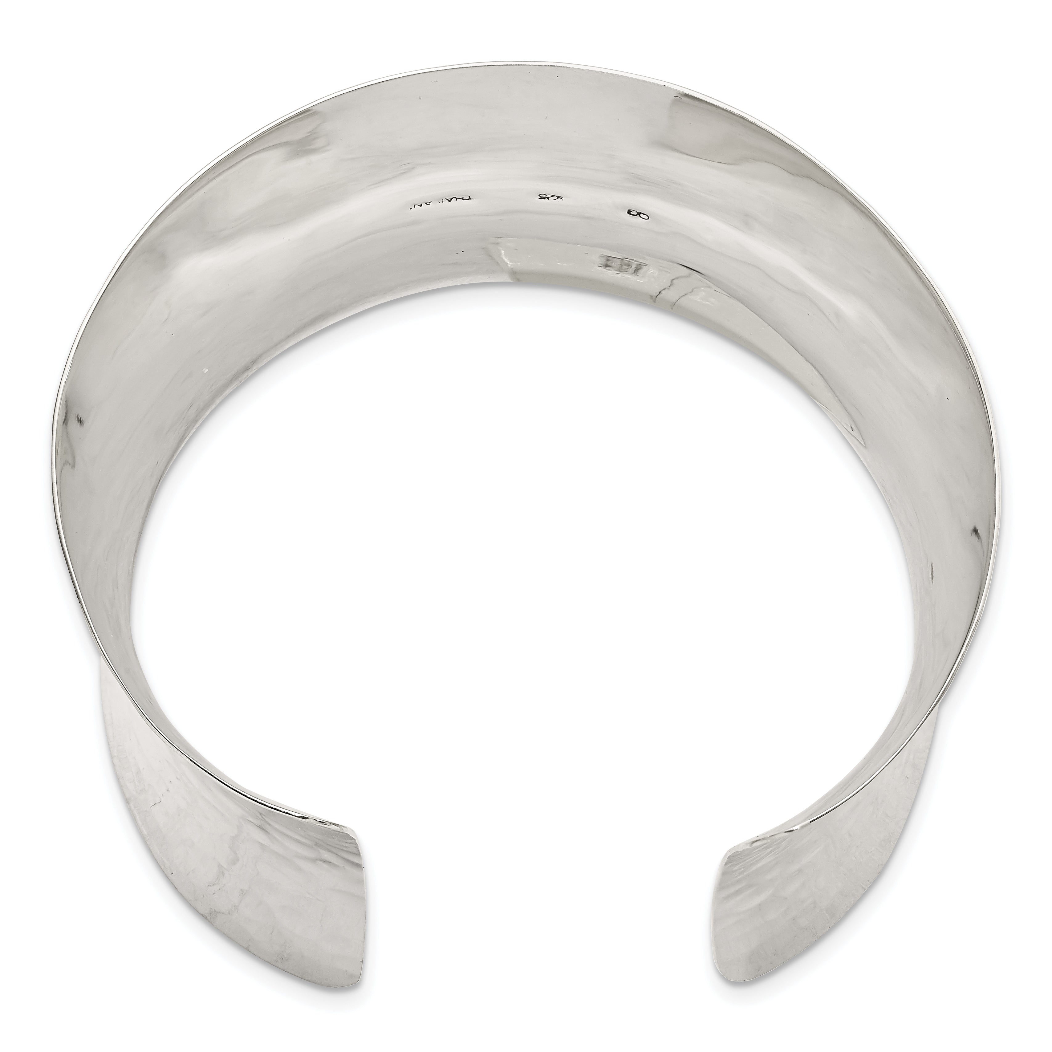 Sterling Silver 49.5mm Hammered Cuff Bangle Main image